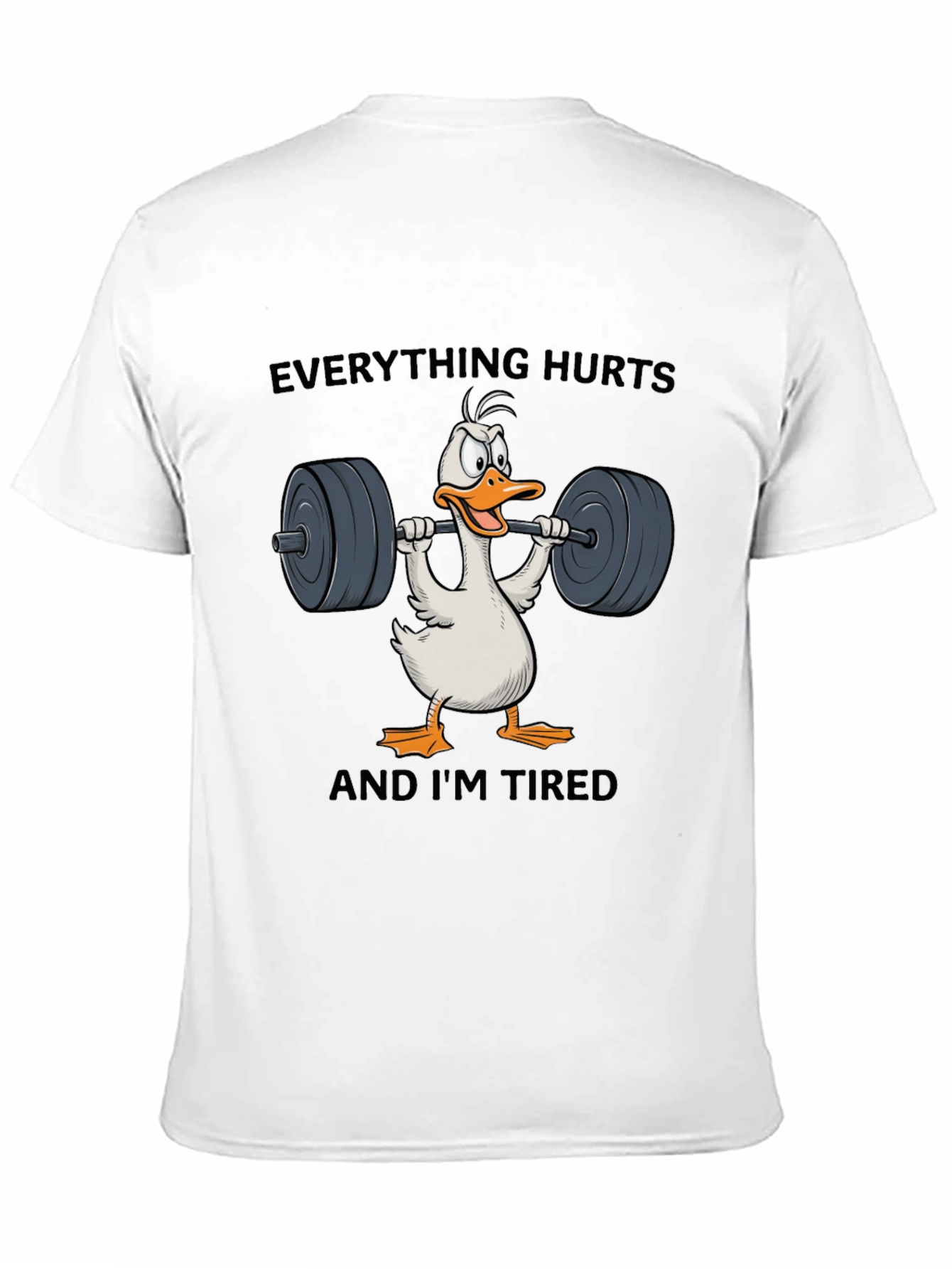 Black Funny Workout T-Shirt - Everything Hurts Duck view 11