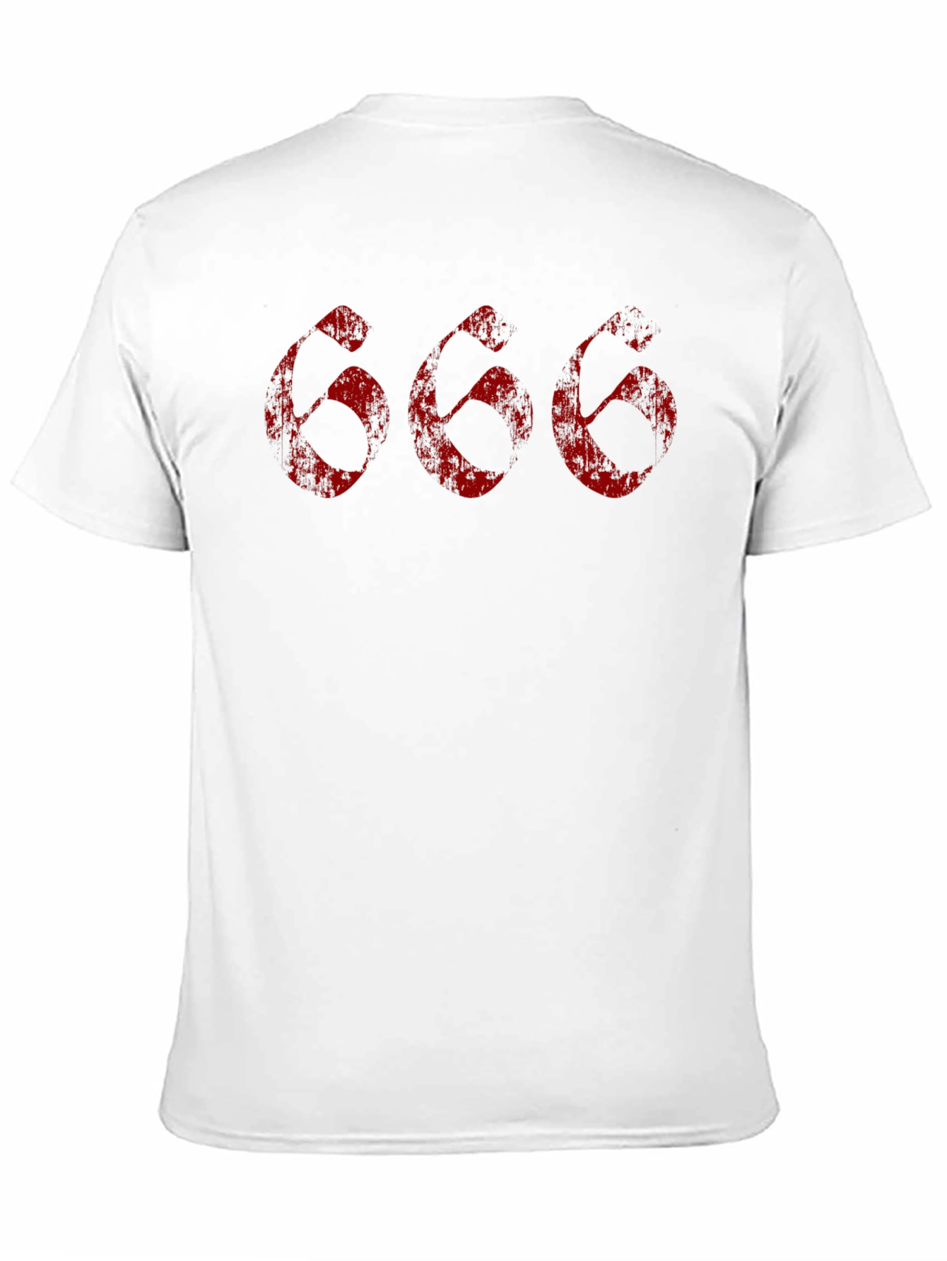 Black Men's Black T-Shirt - Red Distressed "666" Print view 11