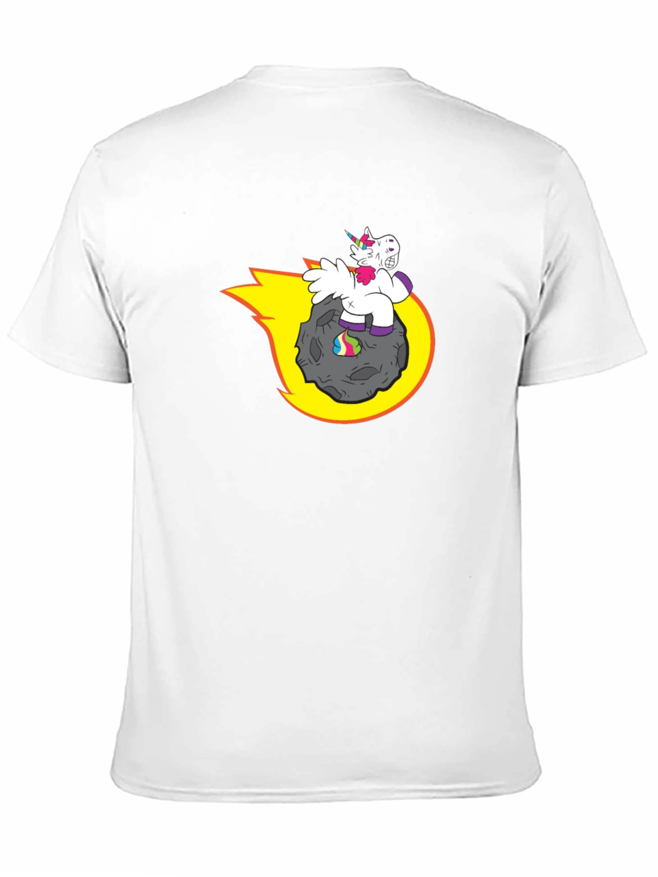 Black Unicorn Riding Asteroid T-Shirt - Funny Graphic Tee view 11
