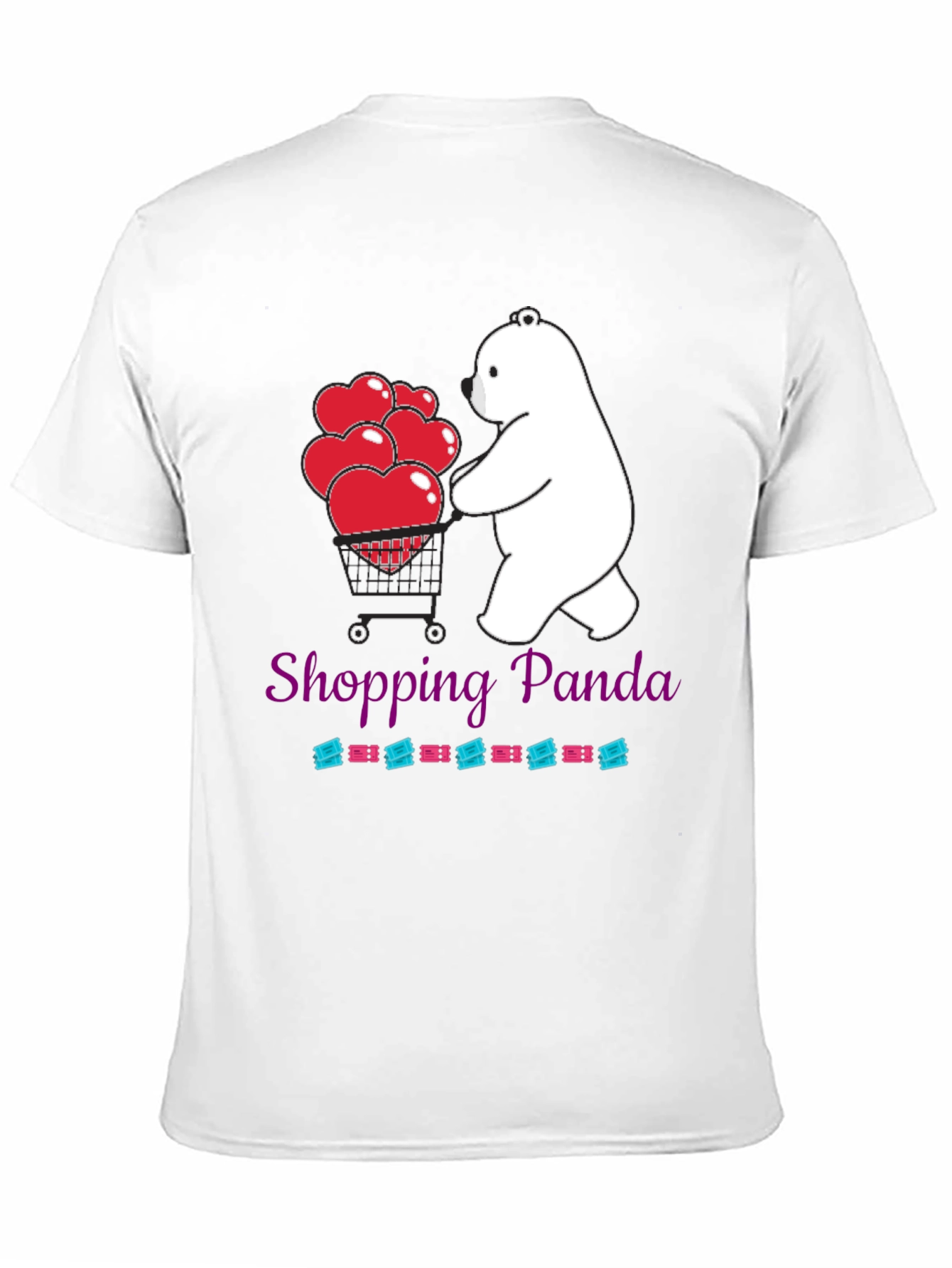 Black Shopping Panda Graphic Tee - Cute Heart Design view 11