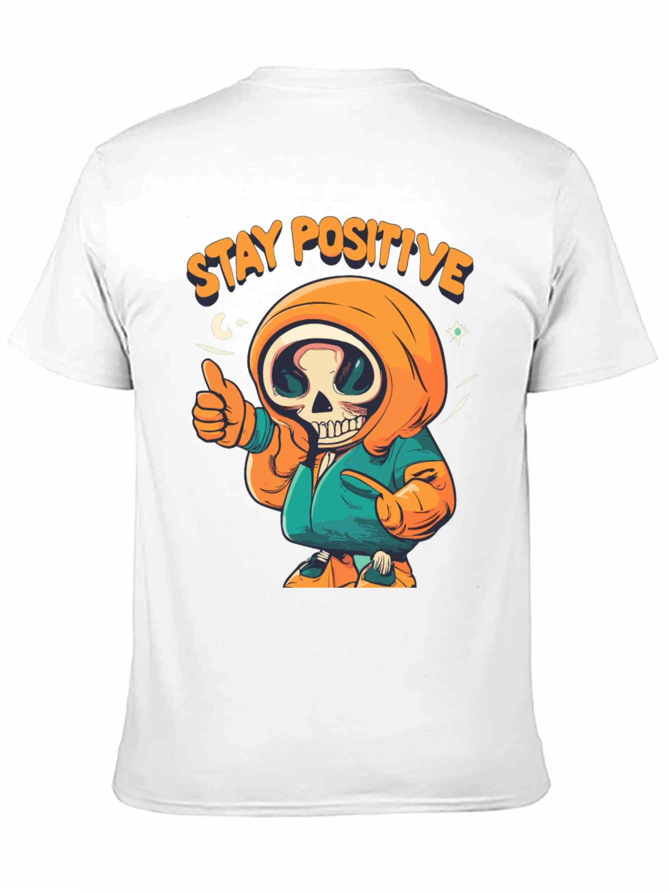 Black Stay Positive Graphic Tee - Skeleton Design view 11