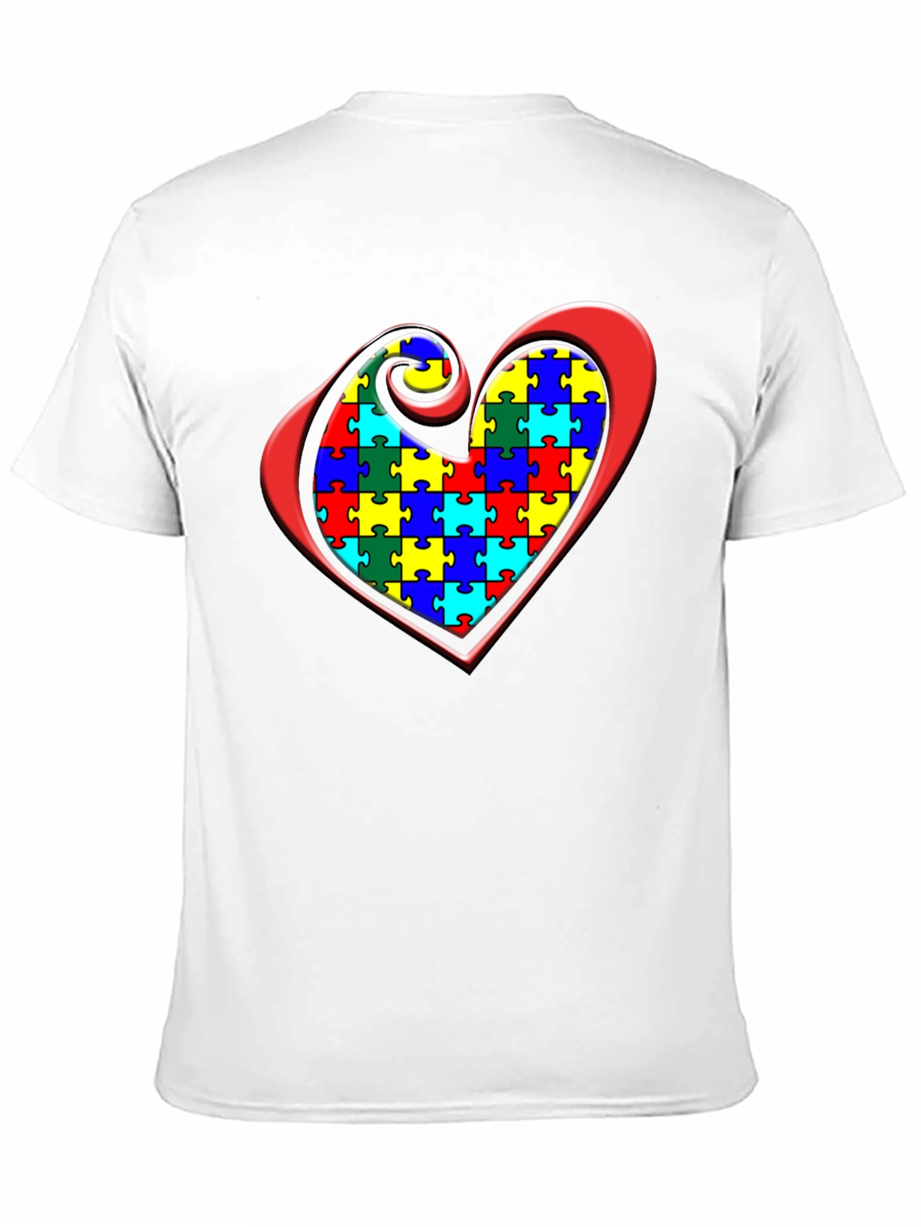 Black Autism Awareness Puzzle Heart Graphic Tee view 11
