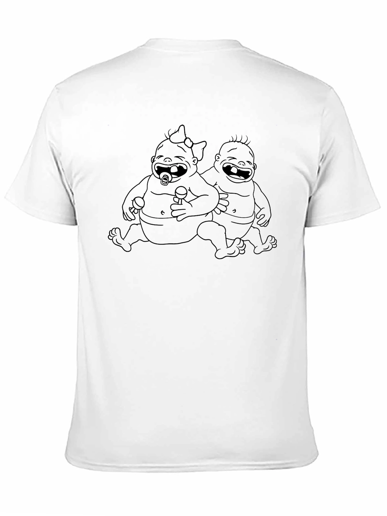 Black Humorous Baby Twins Graphic T-Shirt view 11