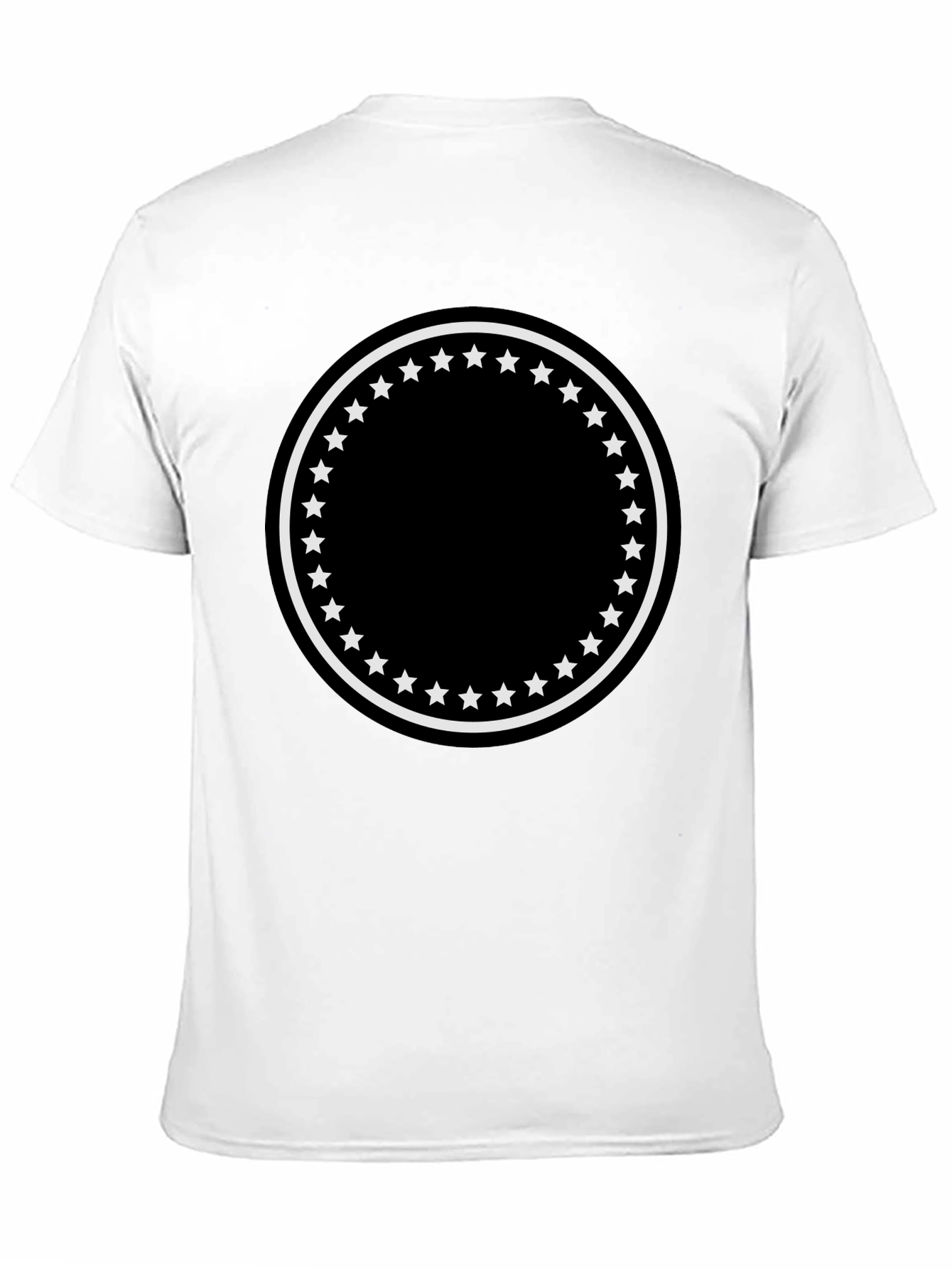 Black Men's Black T-Shirt with Star Circle Design view 11