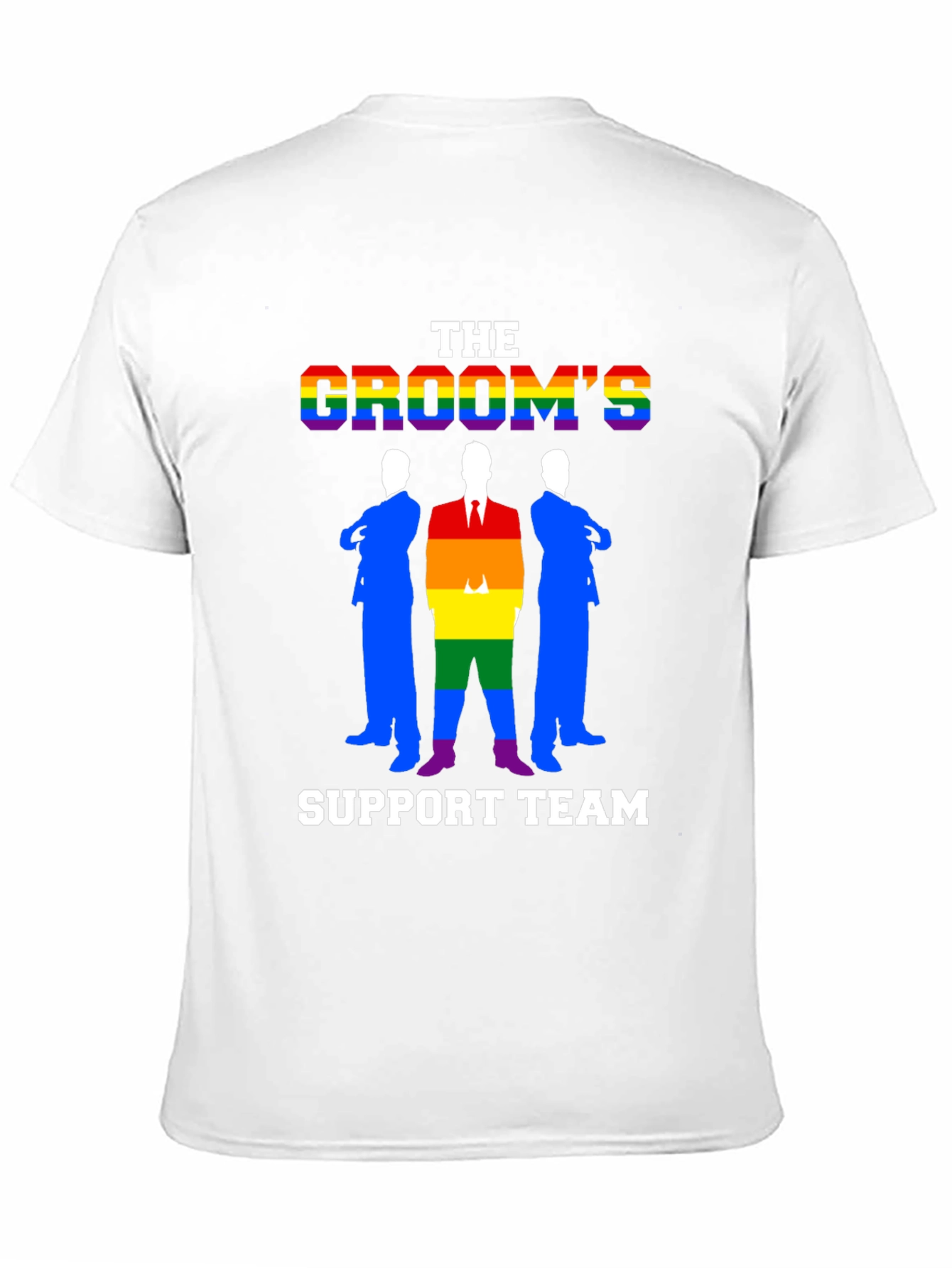 Black Groom's Support Team T-Shirt - LGBTQ+ Pride Wedding Tee view 11