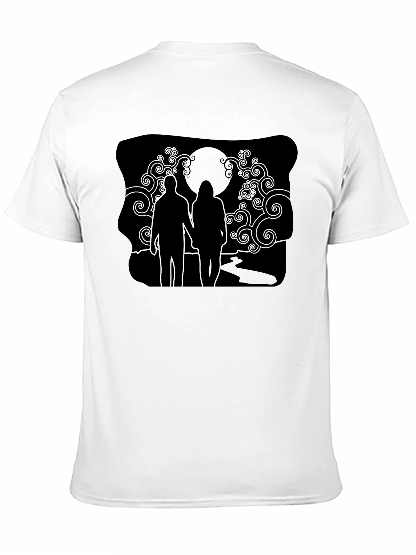 Black Romantic Silhouette Graphic Tee - Unisex Black T-Shirt view 11