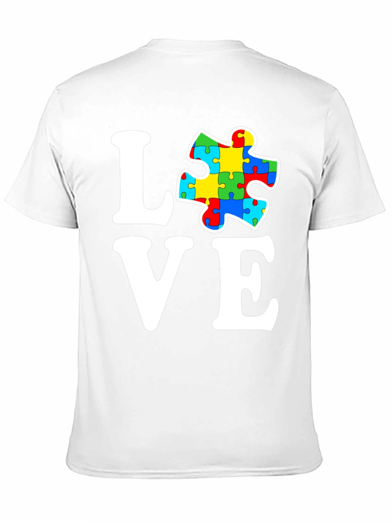 Black Autism Awareness Love Puzzle Piece Graphic T-Shirt view 11