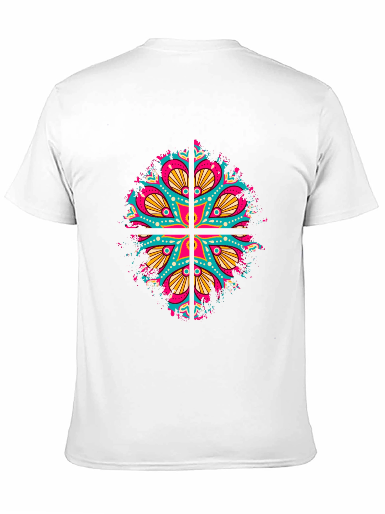 Black Vibrant Mandala Graphic Print Men's Black T-Shirt view 11