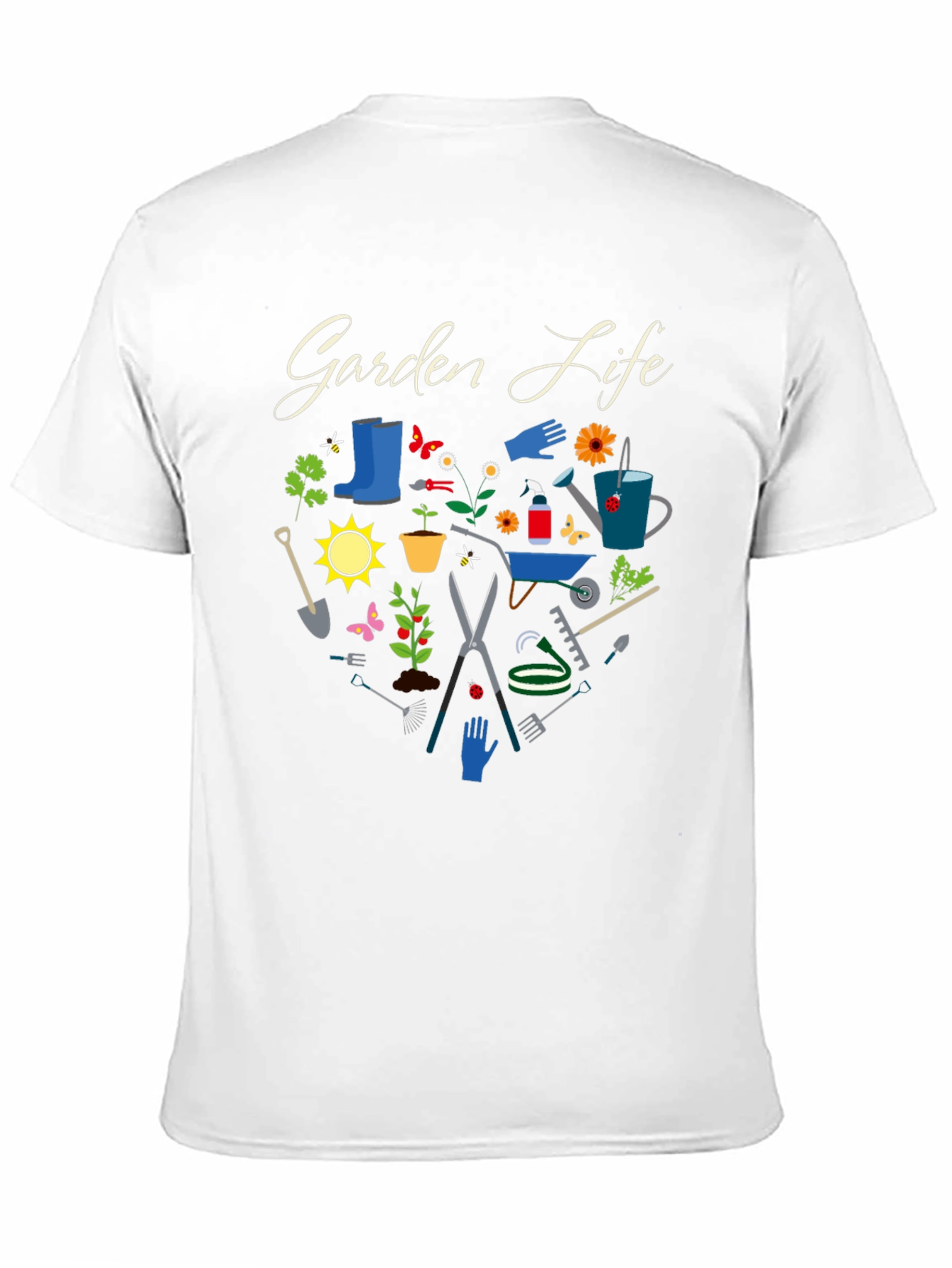 Black Garden Life Black T-Shirt: Gardening Tools Graphic Tee view 11