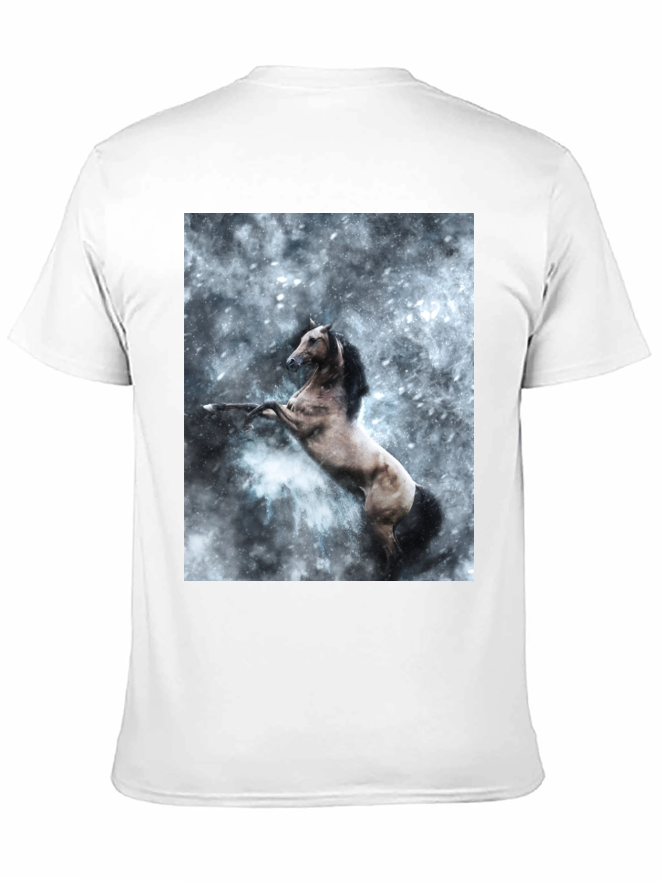 Black Black T-Shirt with Rearing Horse Print view 11