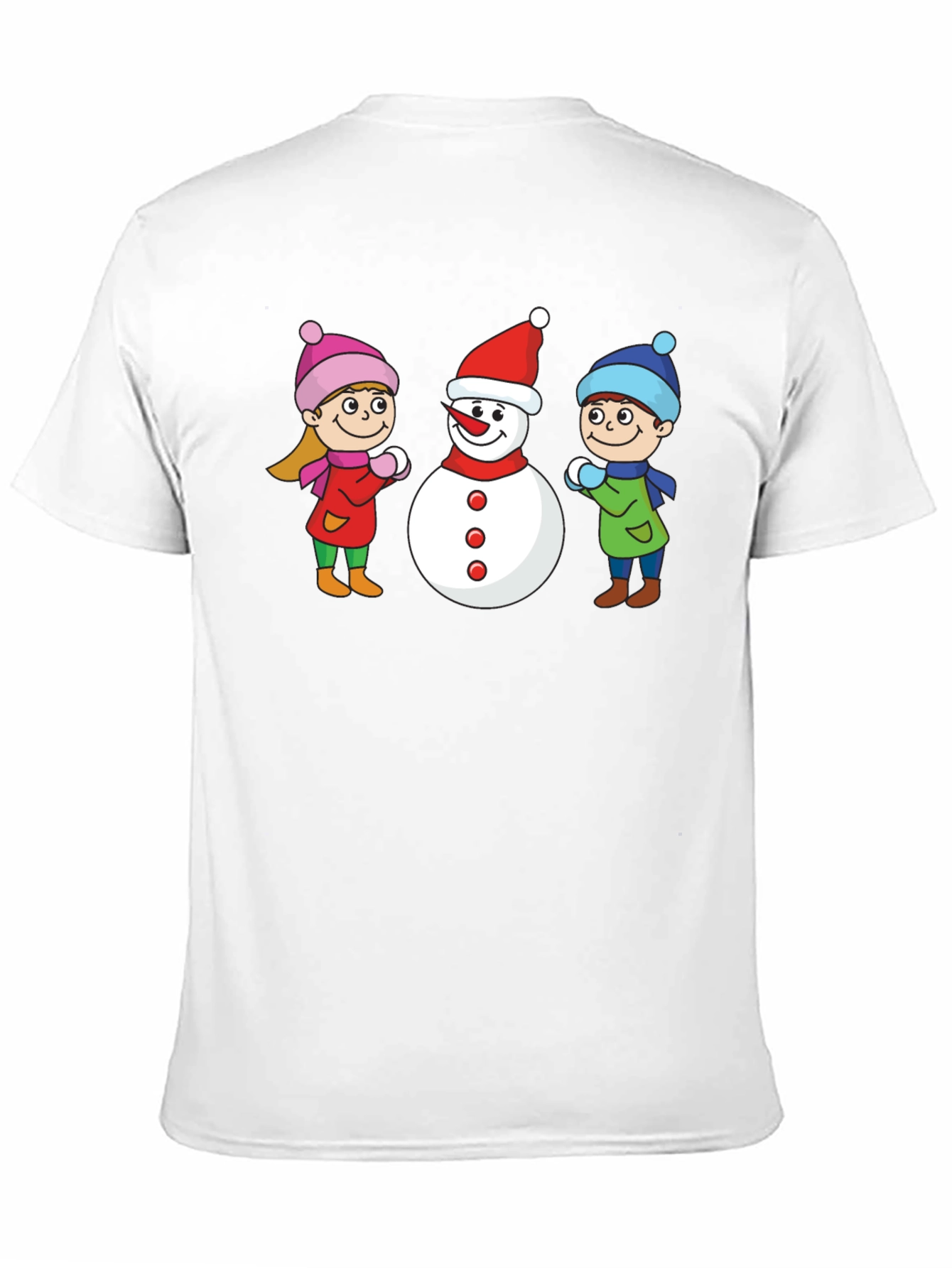 Black Winter Fun T-Shirt: Snowman & Kids Graphic Tee view 11