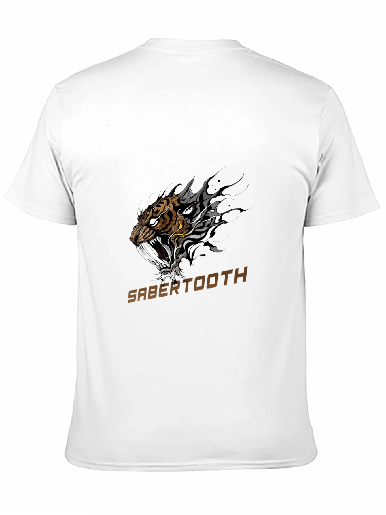 Black Sabertooth Tiger Graphic T-Shirt - Black Cotton Tee view 11