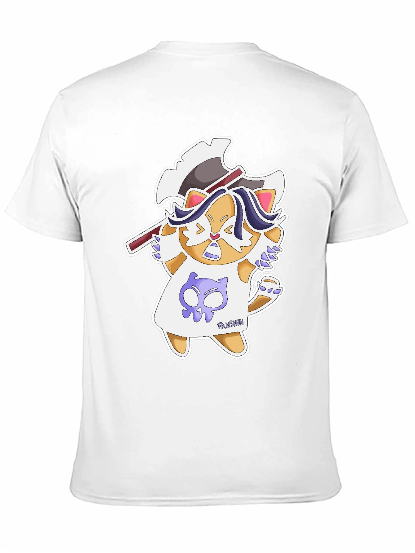 Black Cartoon Cat Axe T-Shirt - Fun Graphic Tee view 11