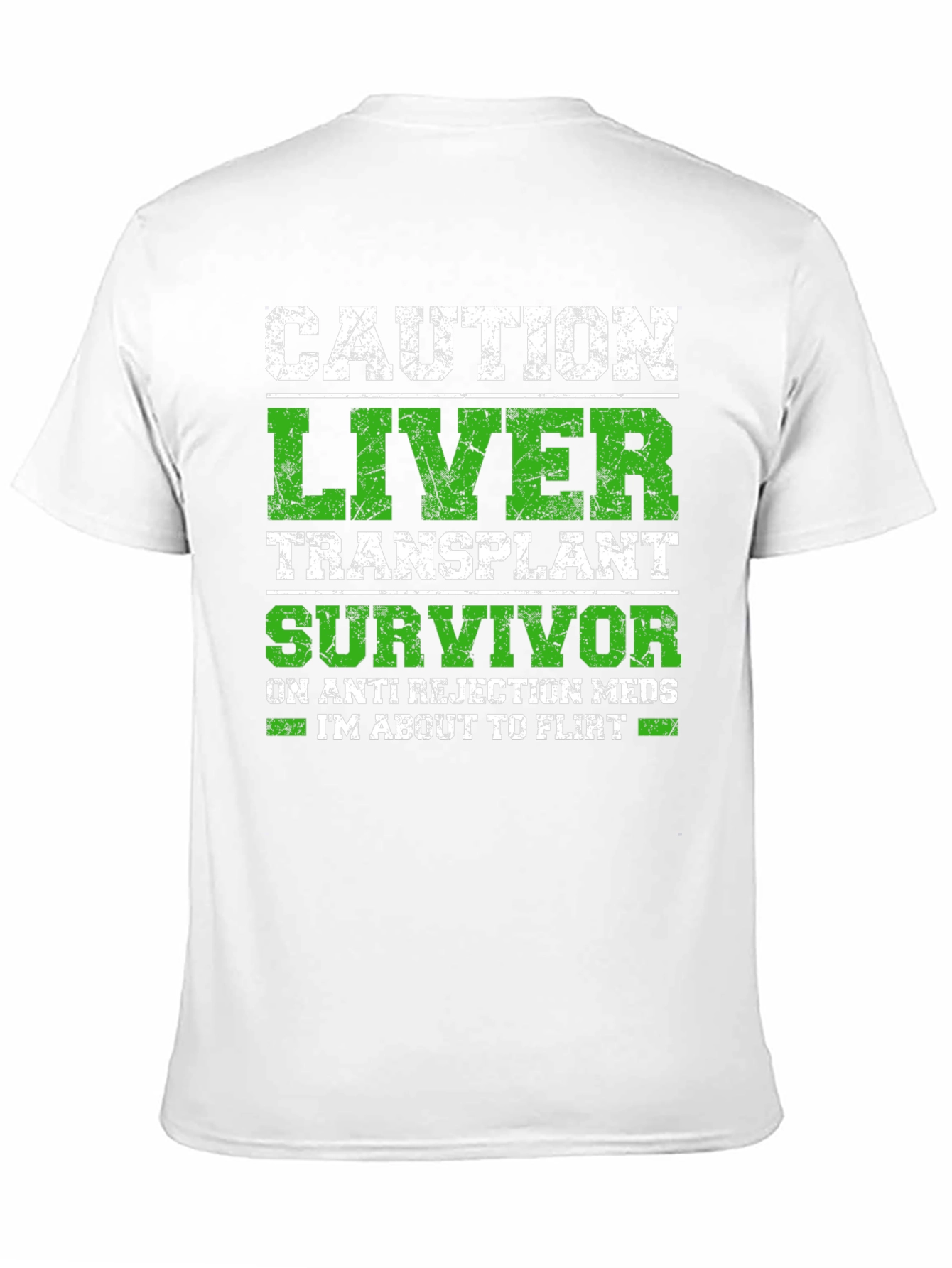 Black Caution Liver Transplant Survivor Funny T-Shirt view 11