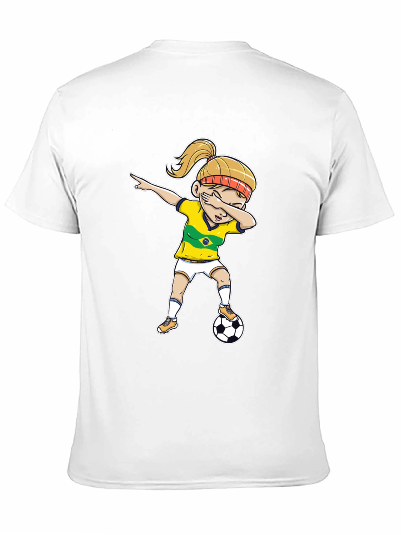 Black Brazil Soccer Girl Dab T-Shirt view 11
