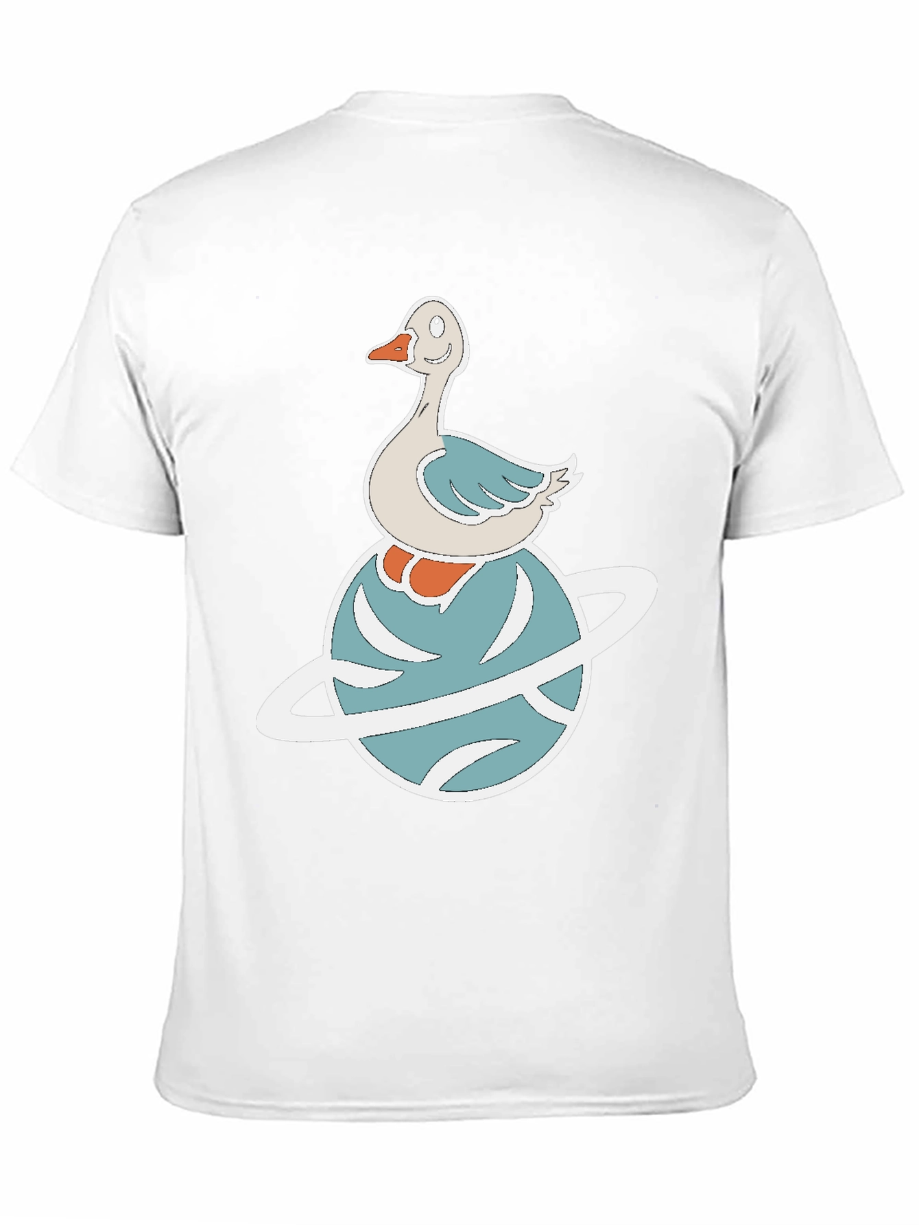 Black Whimsical Goose on Planet Graphic Tee view 11