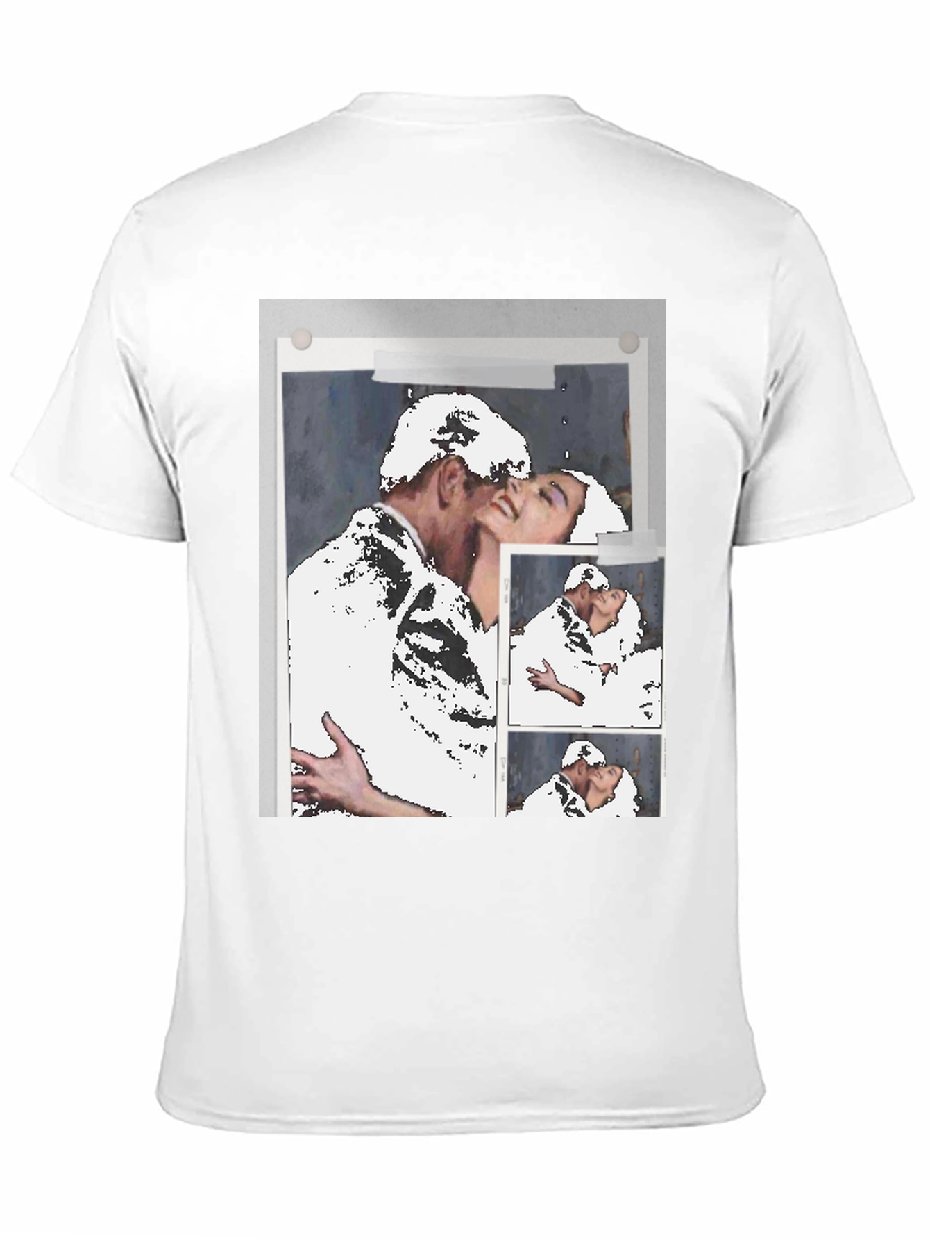 Black Abstract Kissing Couple T-Shirt view 11