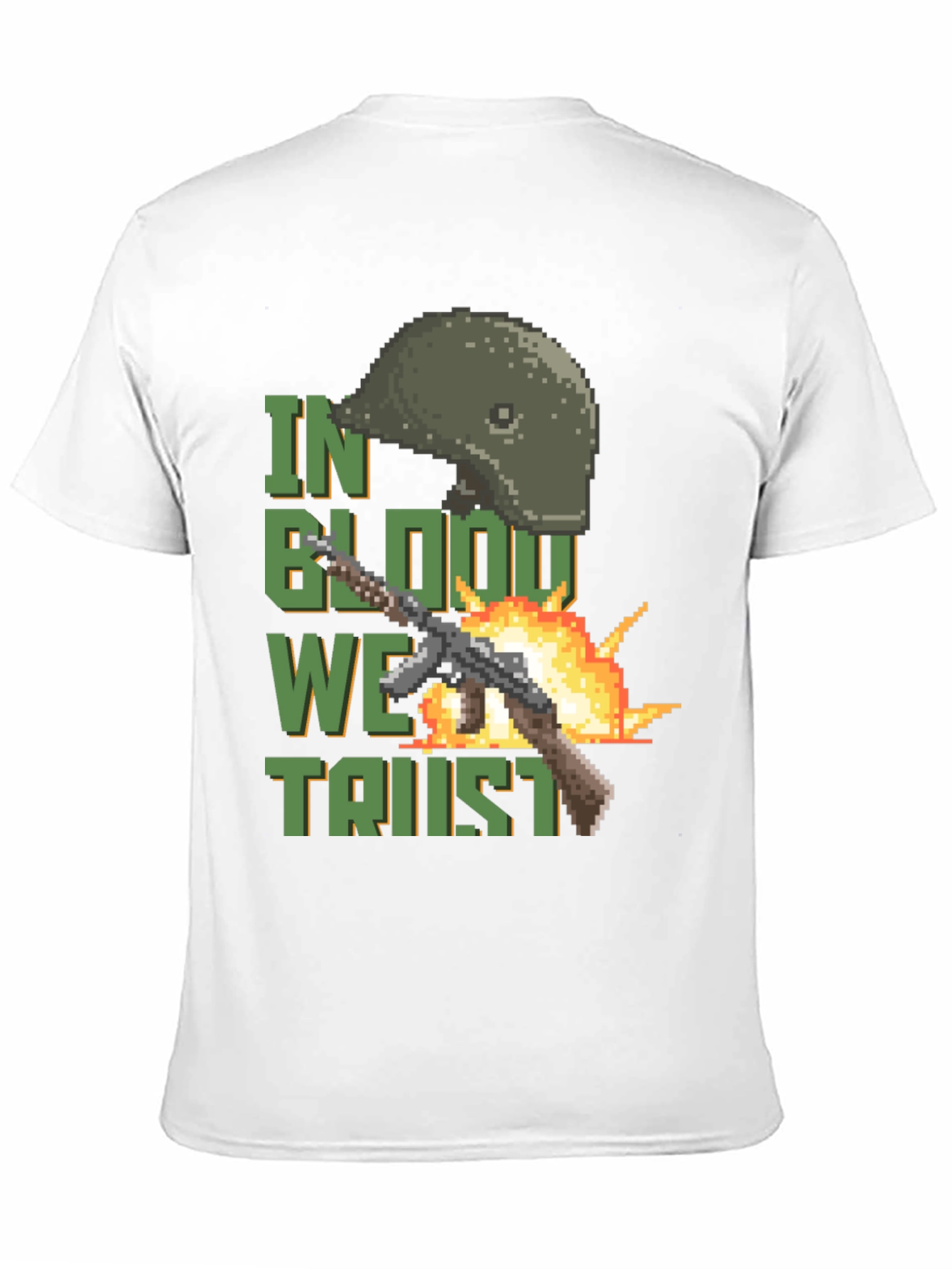 Black Pixelated Patriotic T-Shirt: In Blood We Trust Design view 11
