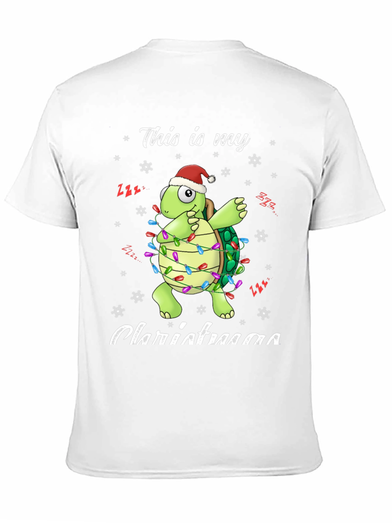 Black Festive Turtle Christmas Lights T-Shirt view 11