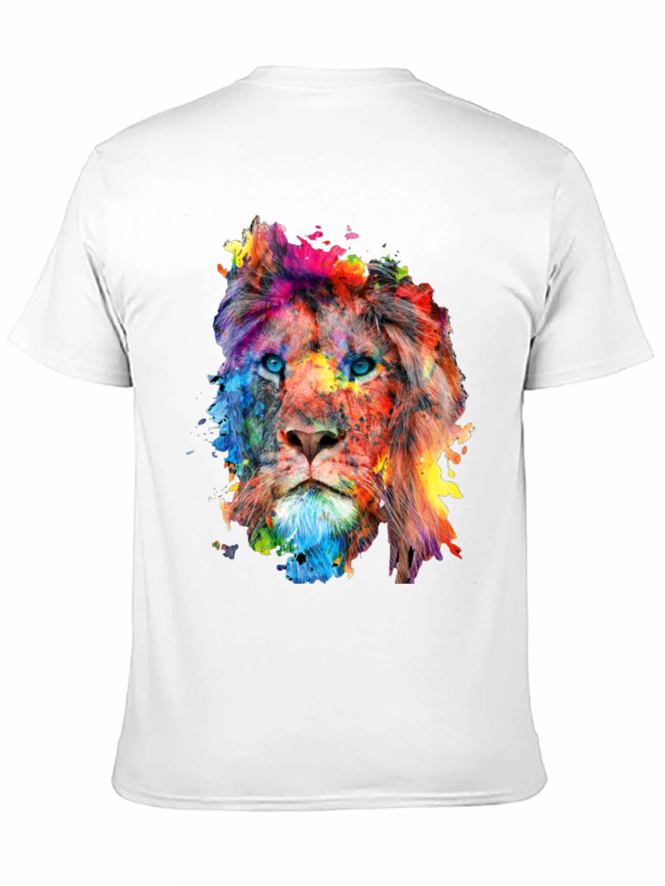 Black Colorful Lion Graphic Print Men's Black T-Shirt view 11
