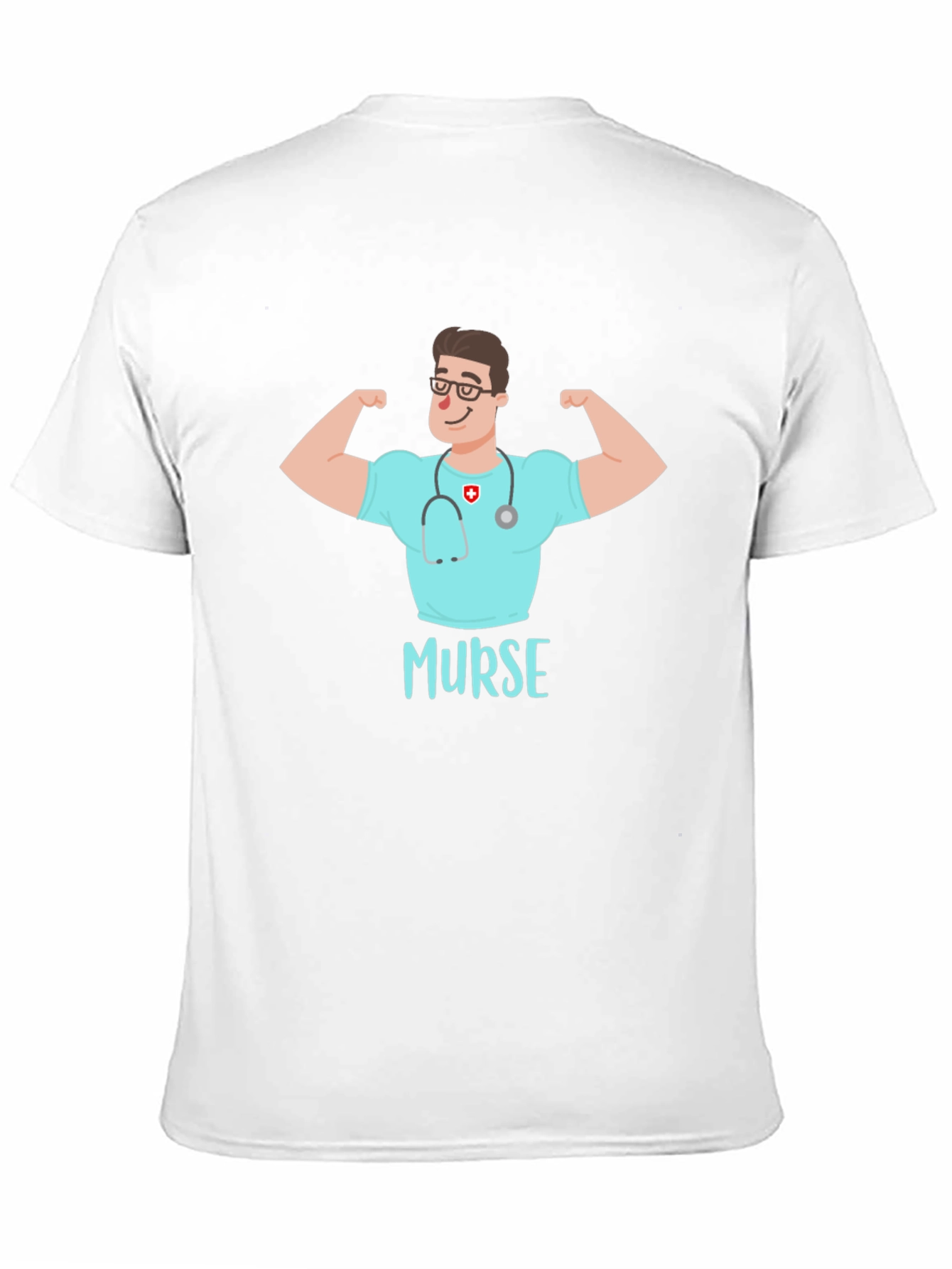 Black Murse T-Shirt - Muscular Nurse Cartoon Tee view 11
