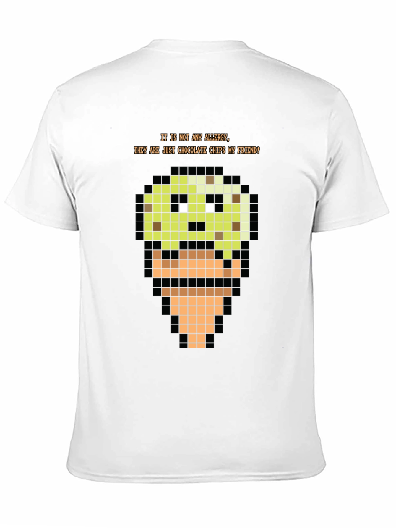 Black Pixel Art Ice Cream T-Shirt - Funny Food Allergy Humor Tee view 11