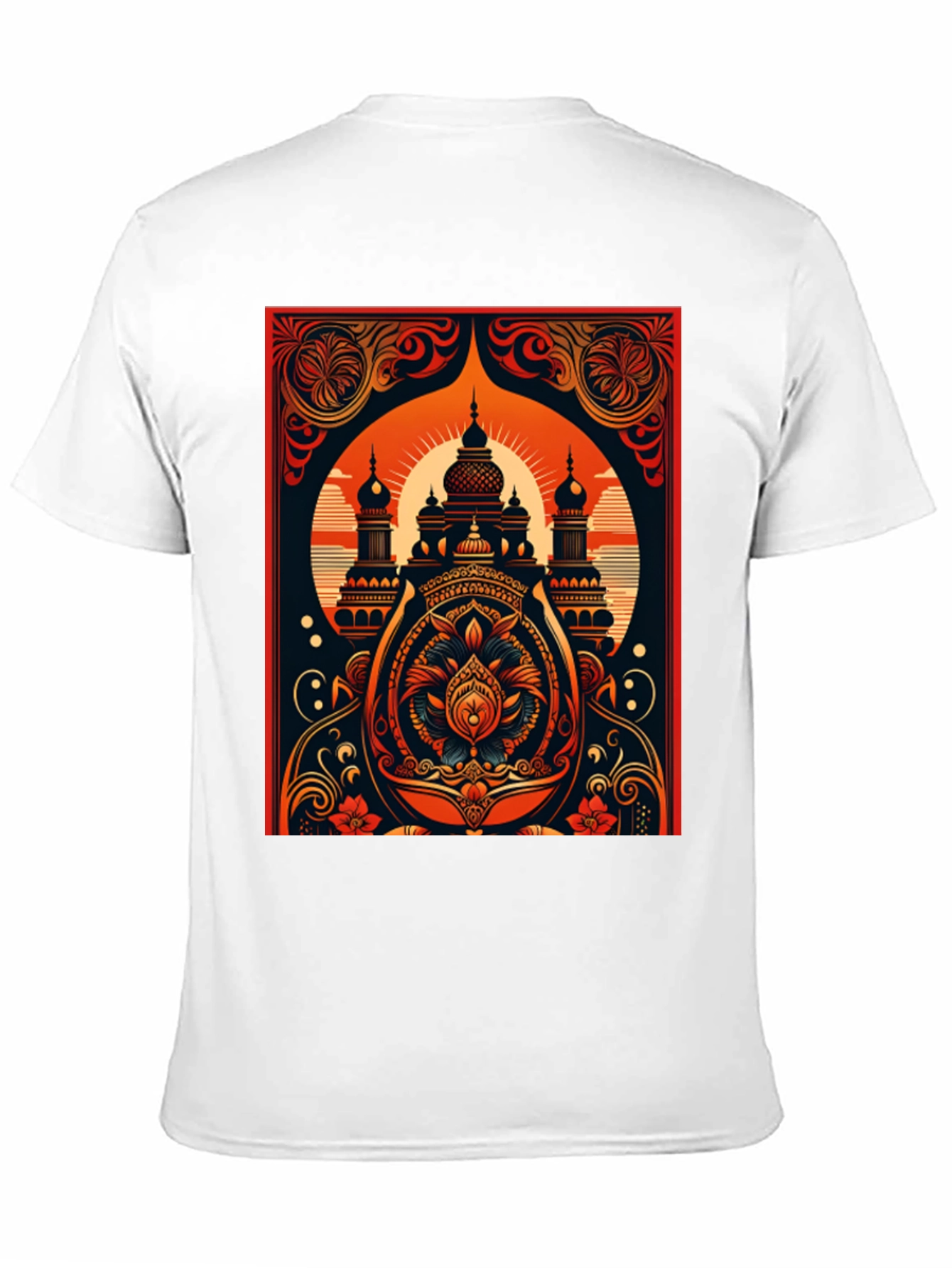 Black Ornate Temple Graphic Tee - Black Cotton Comfort view 11