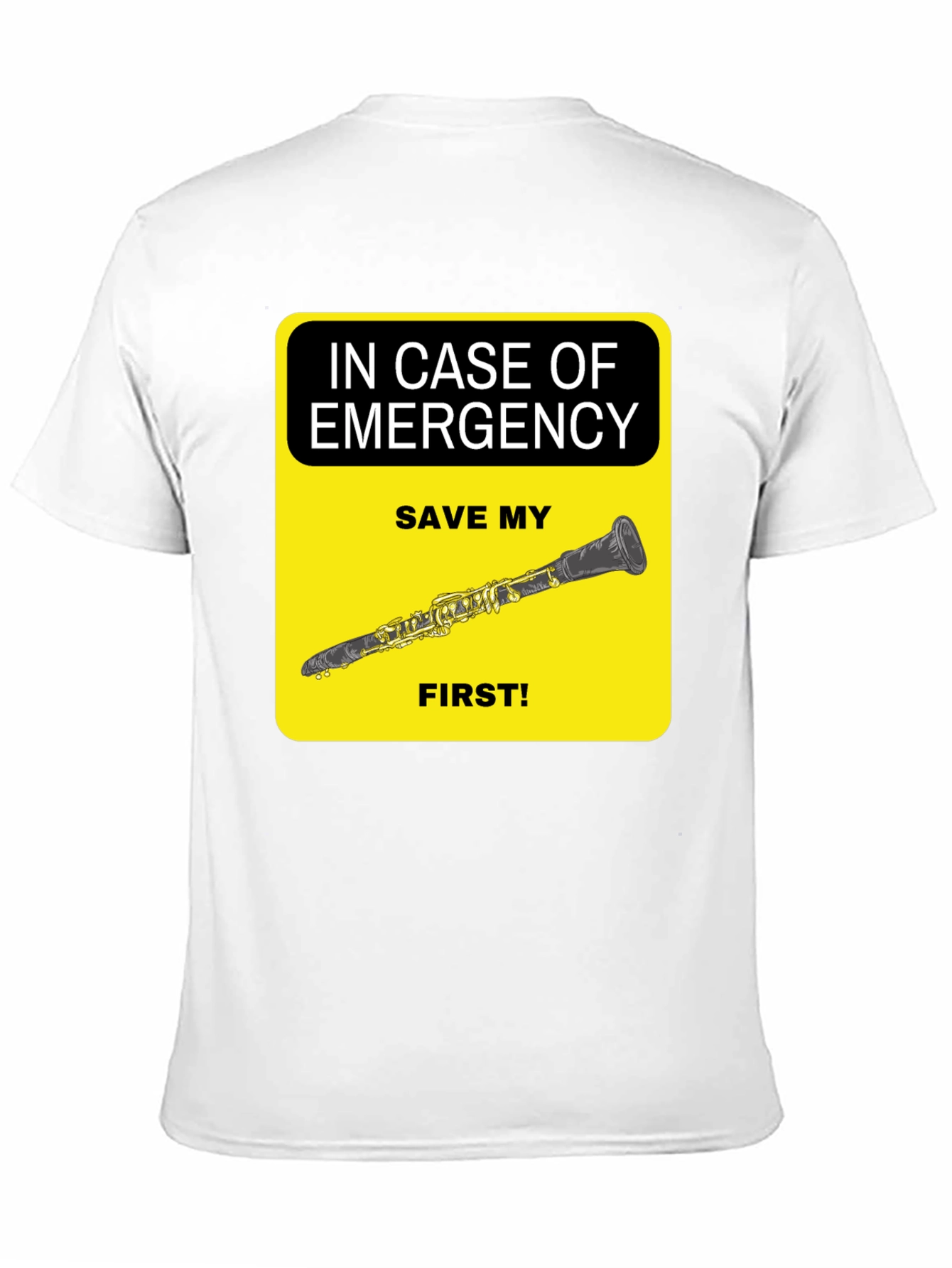 Black Emergency Clarinet T-Shirt - Save My Clarinet First! view 11