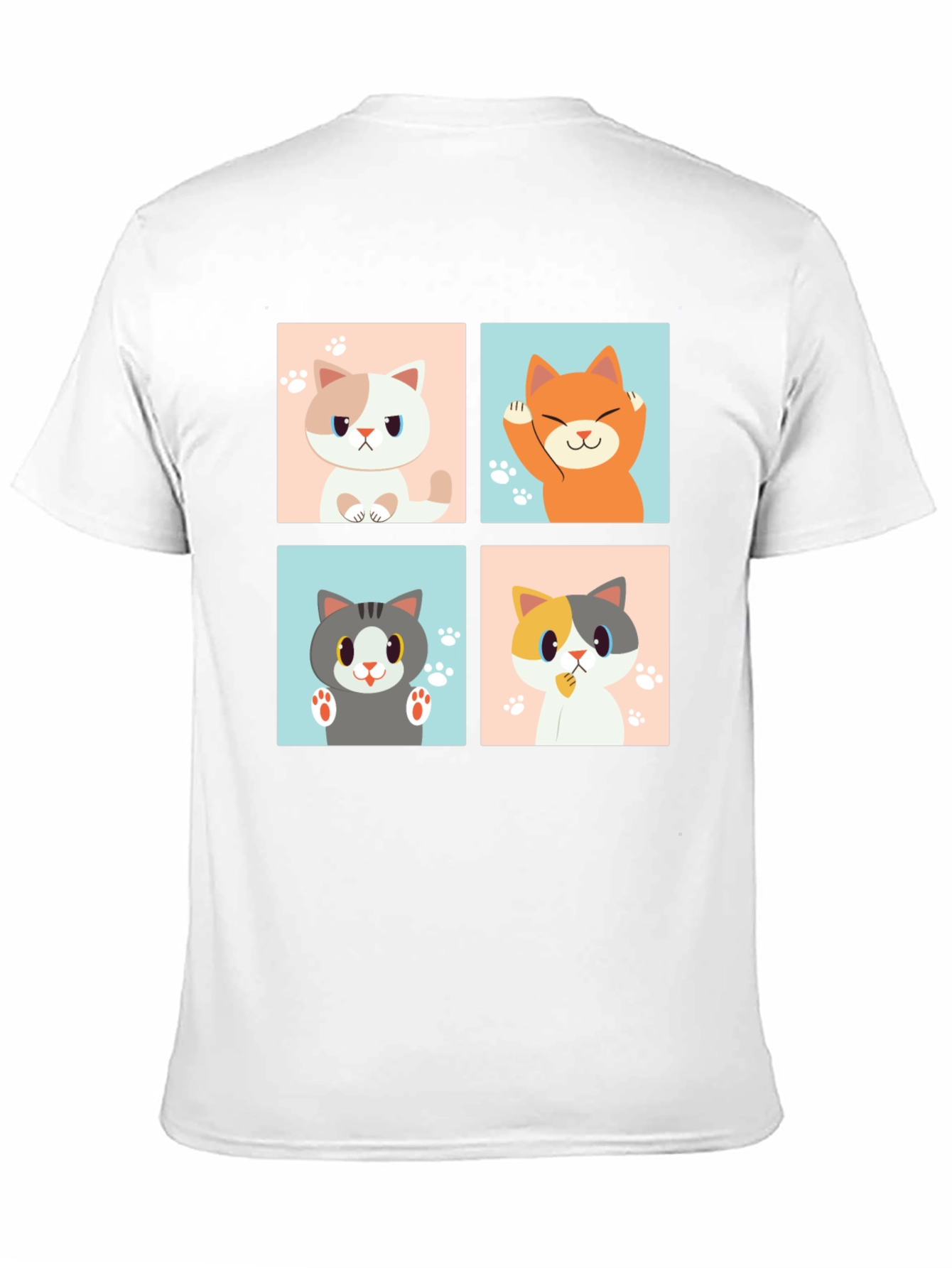 Black Cat Lover Tee: Cartoon Cat Block Print view 11