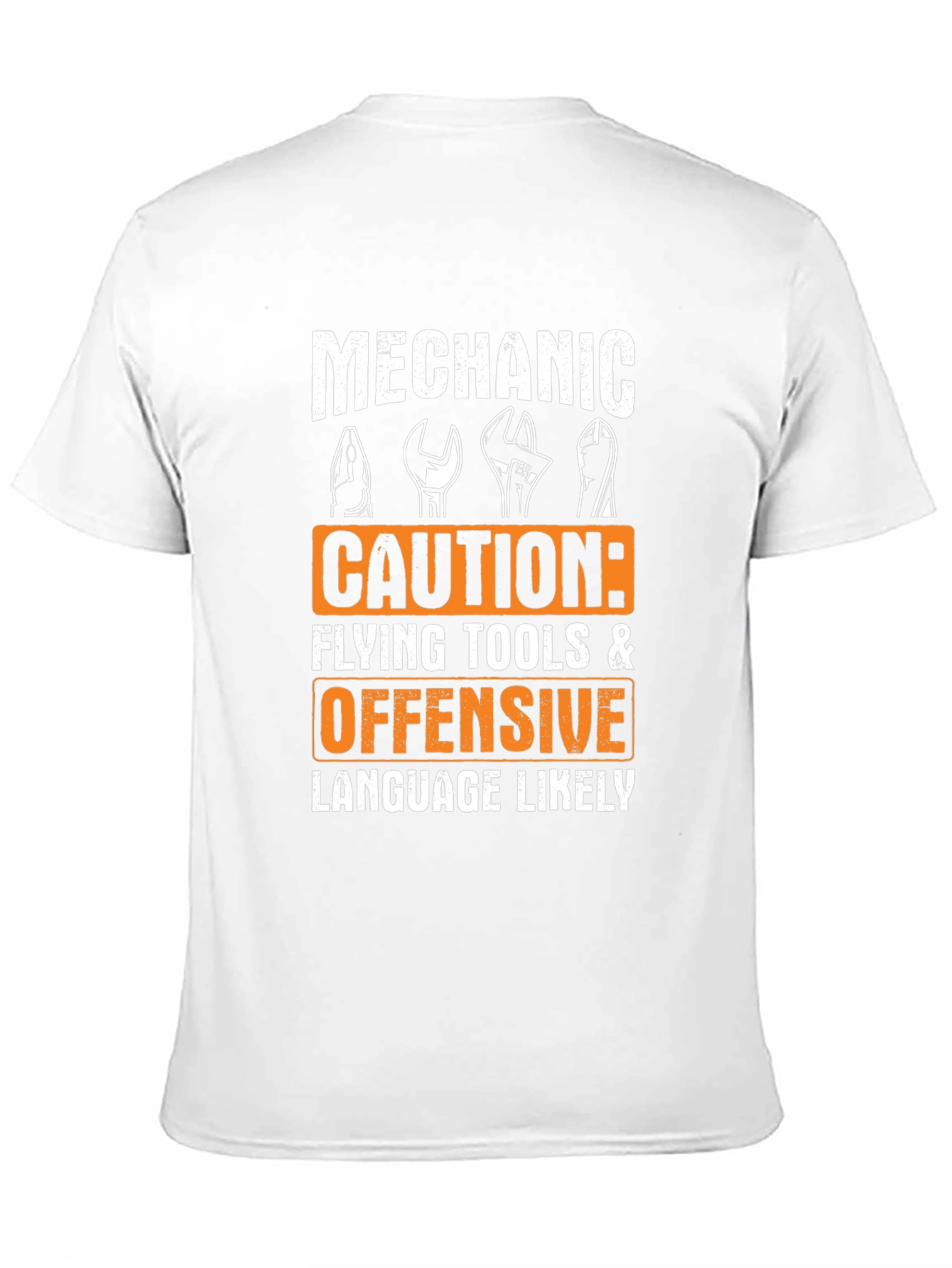 Black Mechanic Caution Offensive Language T-Shirt view 11