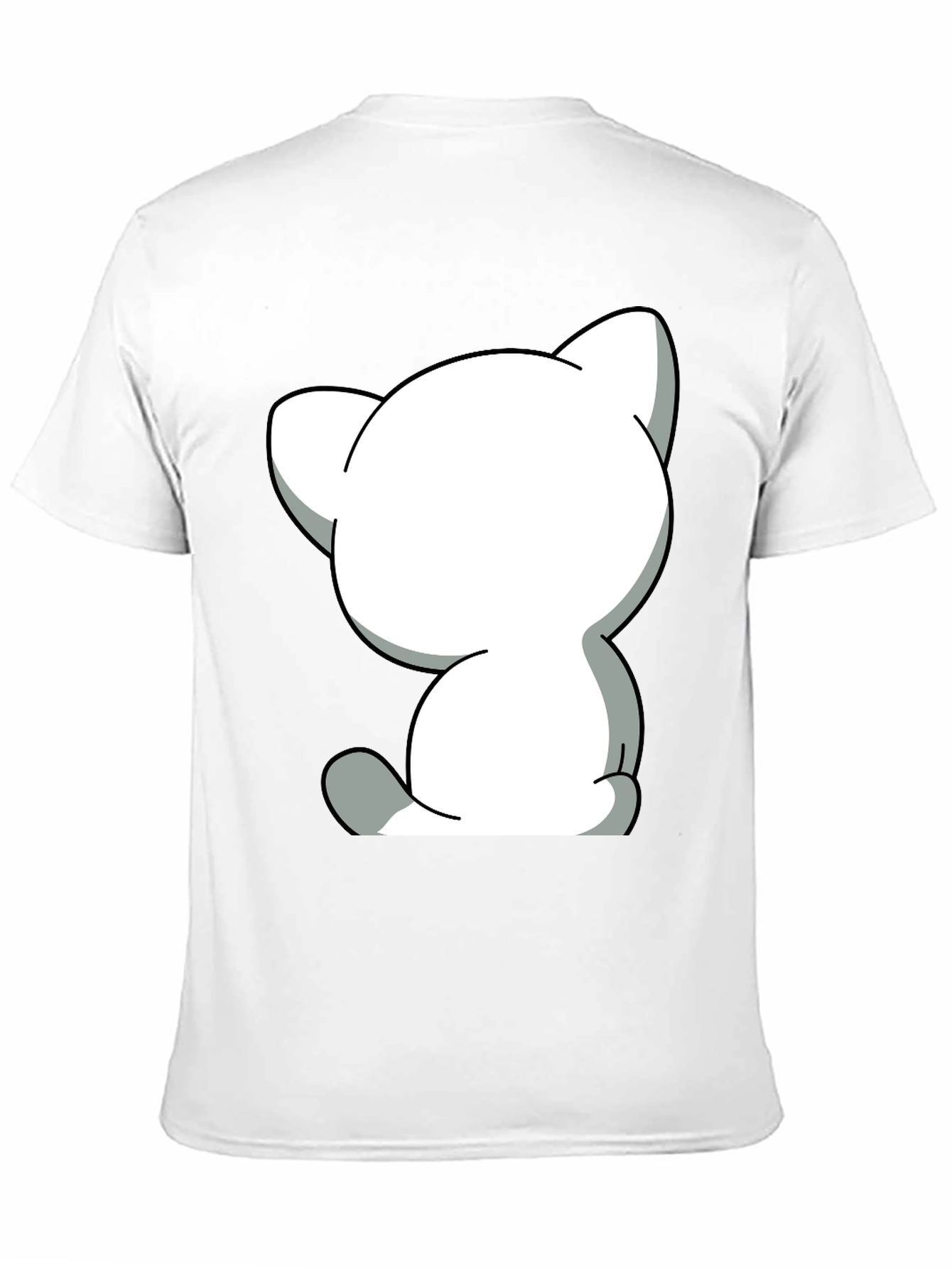 Black Cute Cartoon Cat Graphic Tee - Unisex Black T-Shirt view 11