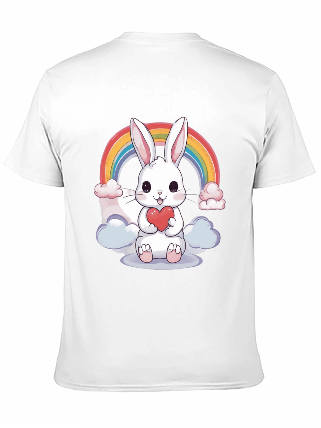Black Cute Bunny Rainbow T-Shirt view 11