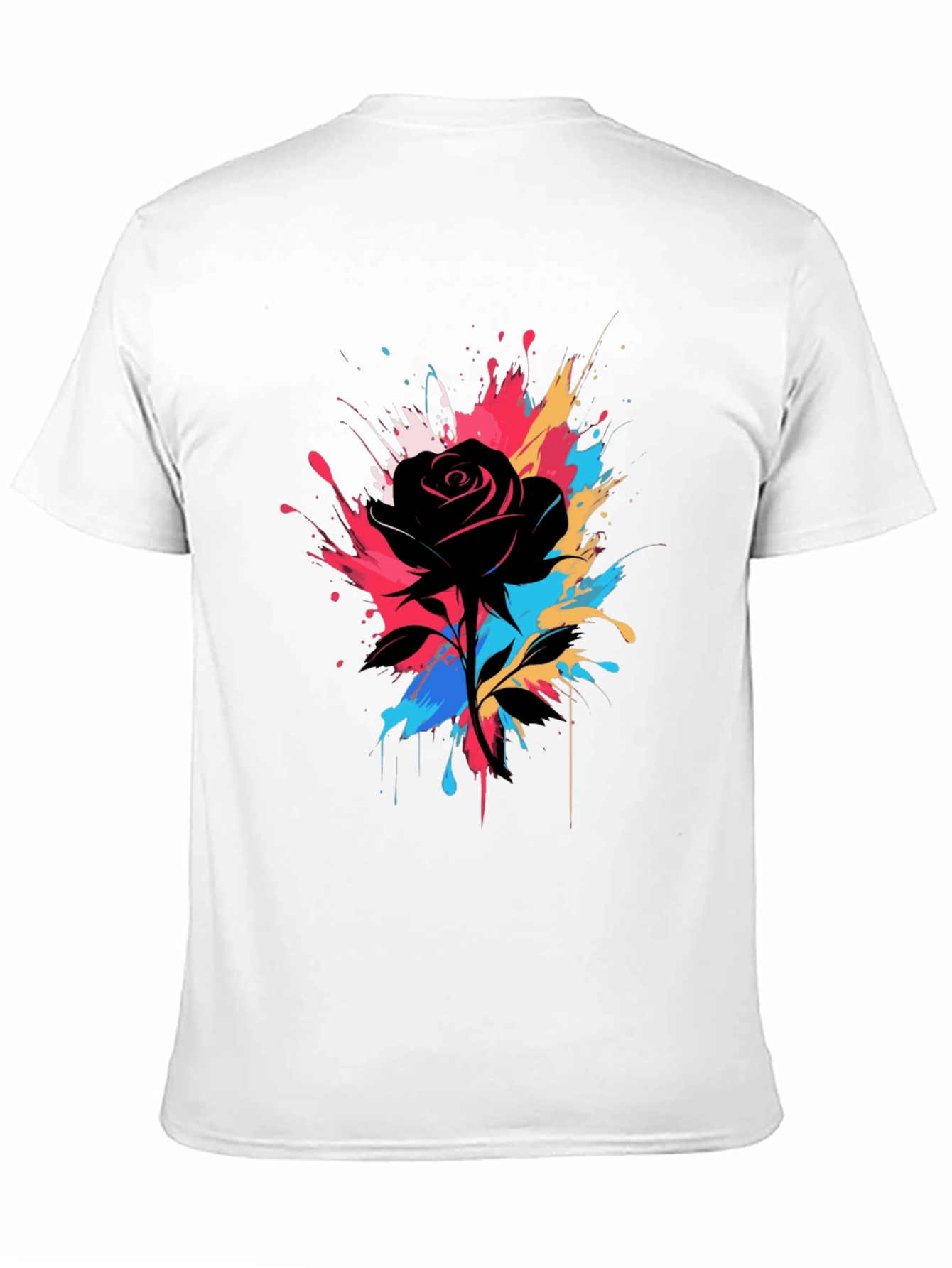 Black Black Rose Splash T-Shirt - Unique Artistic Design view 11