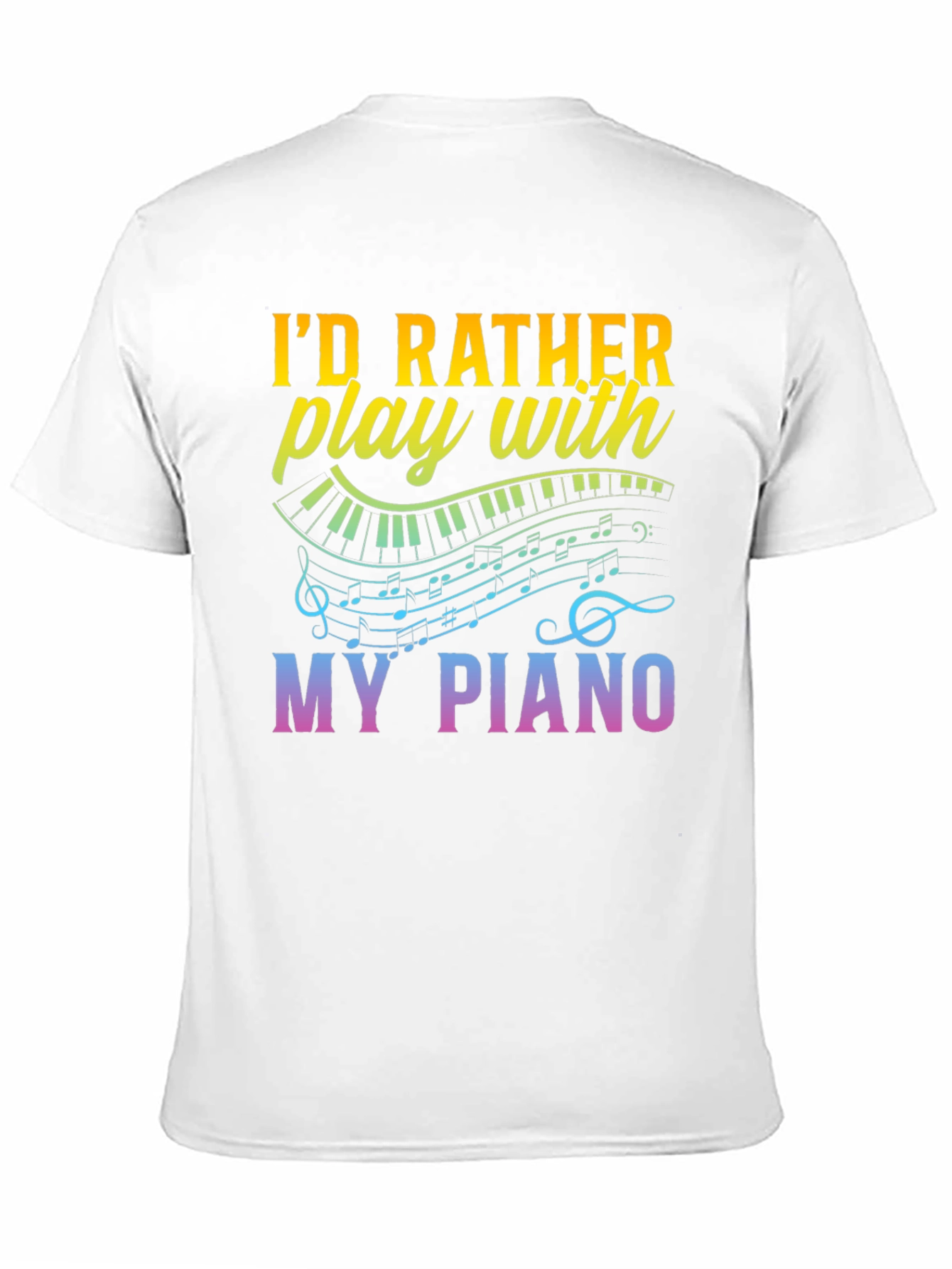 Black Piano Lover's T-Shirt - I'd Rather Play My Piano Tee view 11