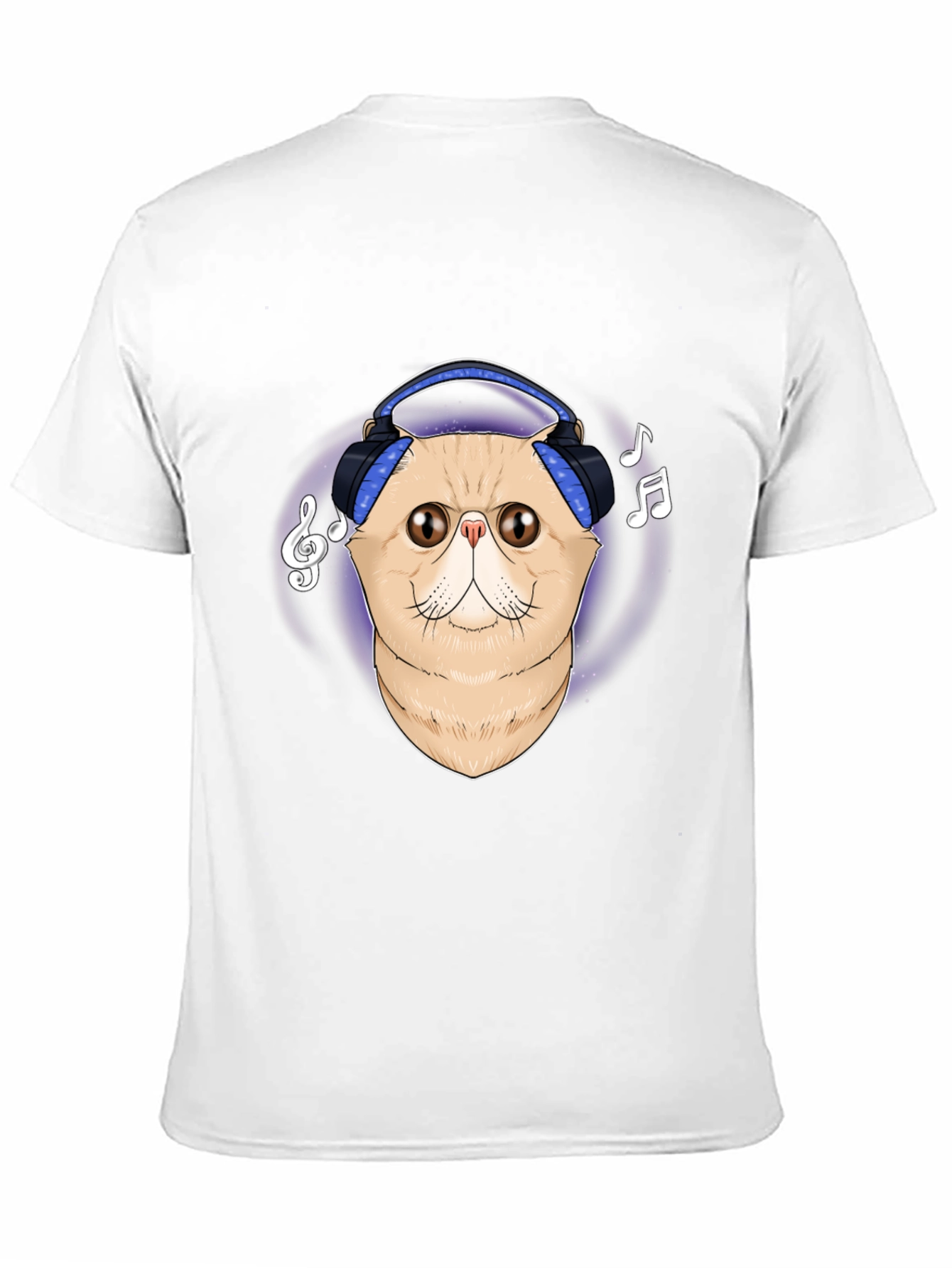 Black Cool Cat Headphones Graphic T-Shirt view 11