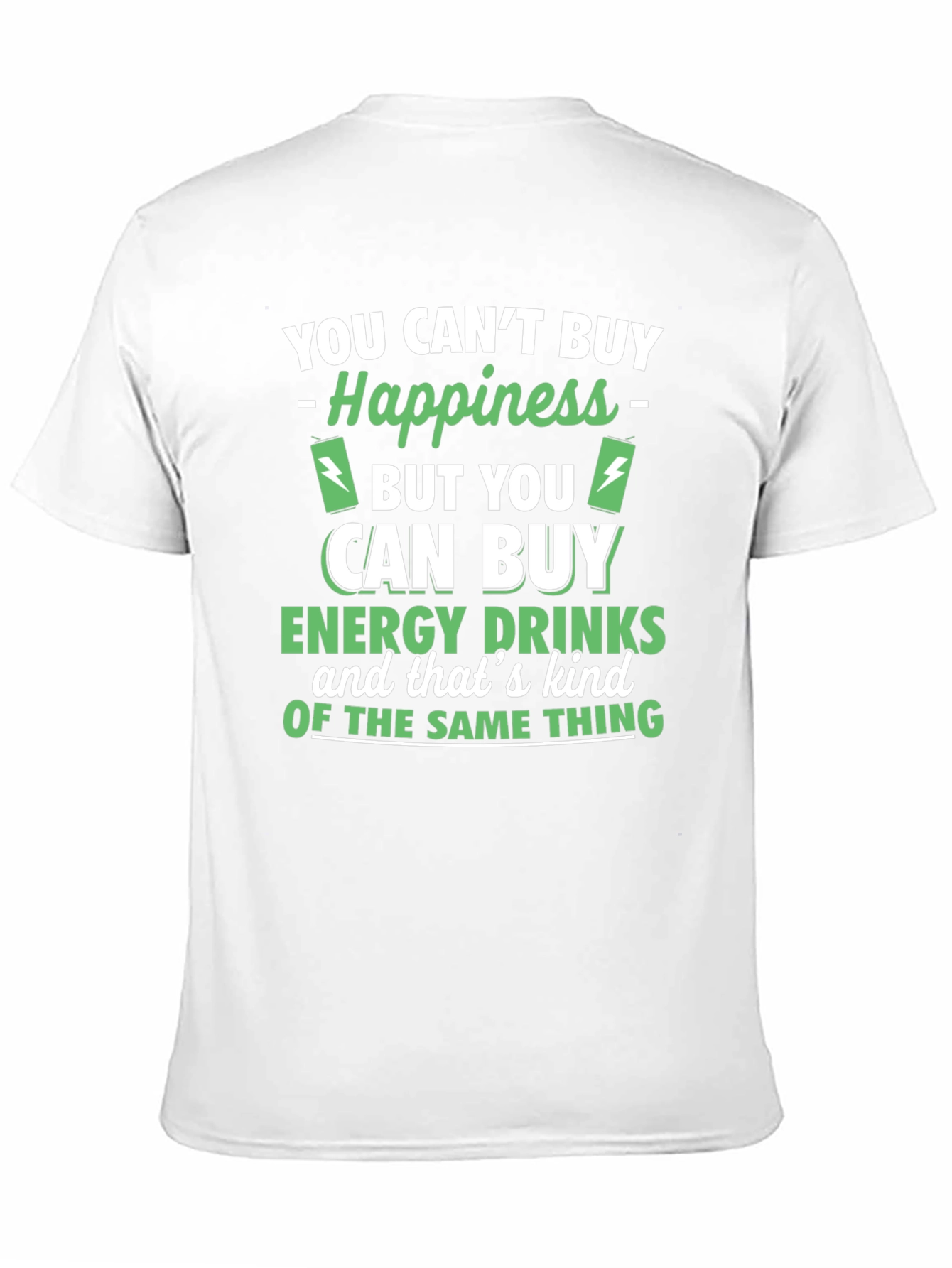 Black Happiness vs Energy Drinks Funny Graphic Tee view 11