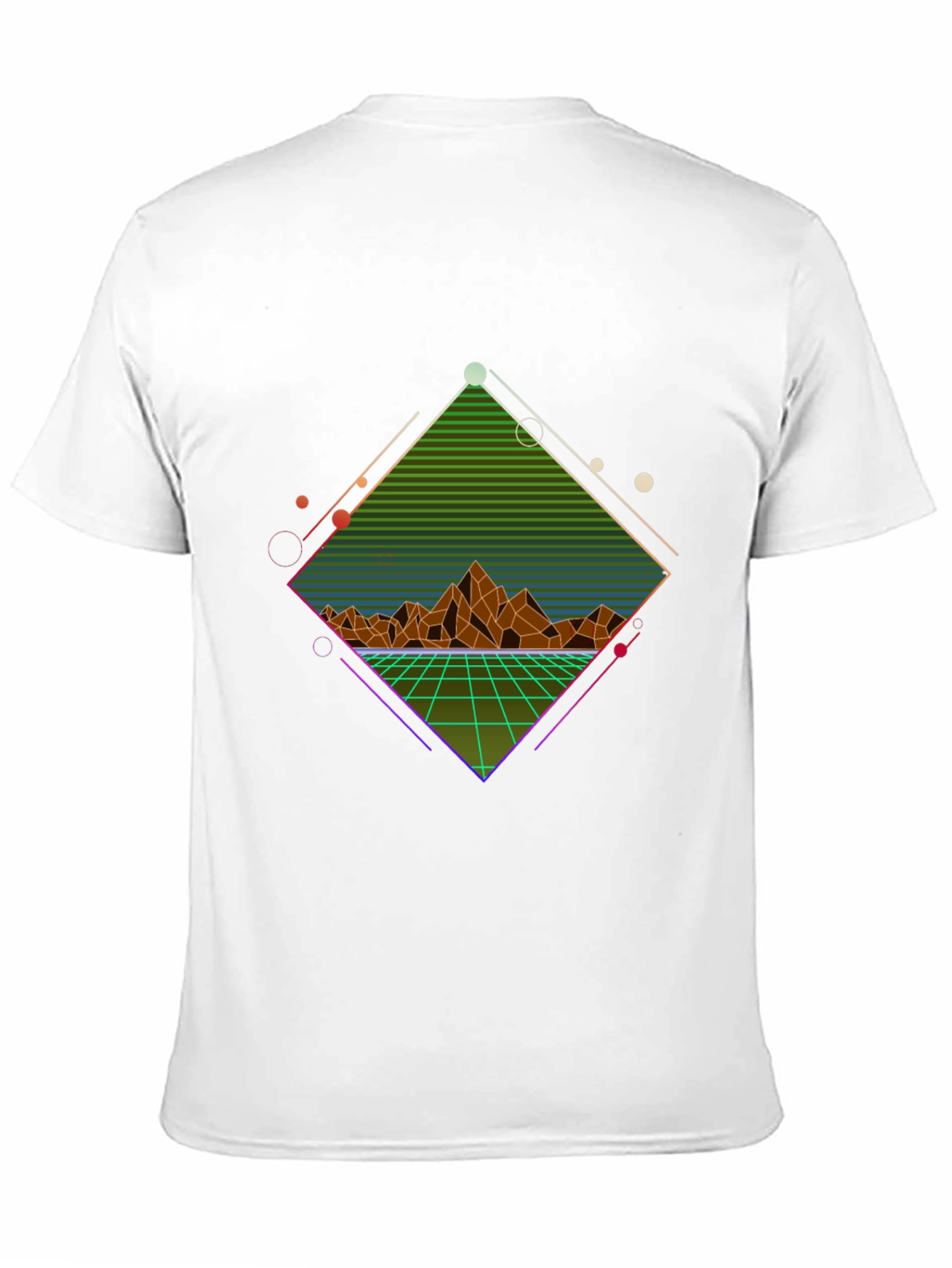 Black Retro Geometric Mountain T-Shirt view 11