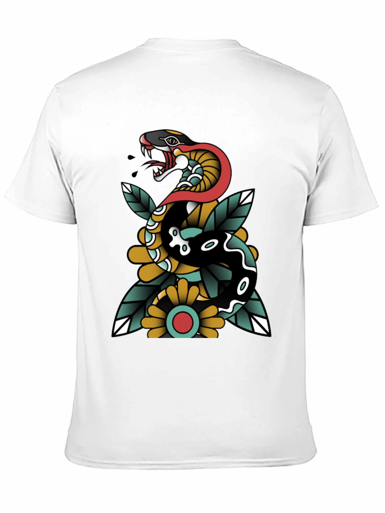 Black Snake & Flower Graphic Tee - Traditional Tattoo Style view 11