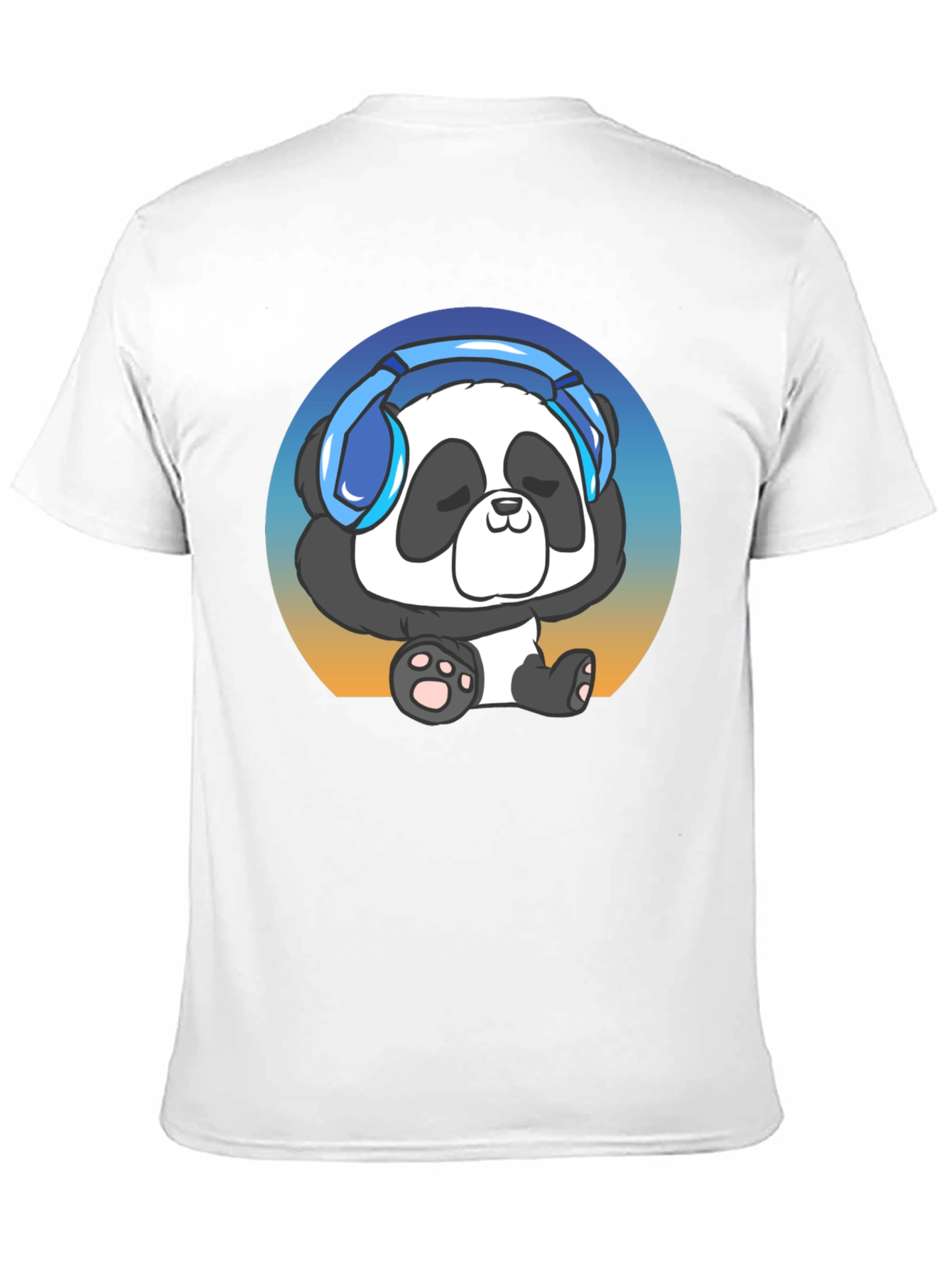 Black Cool Panda Headphone Graphic T-Shirt view 11