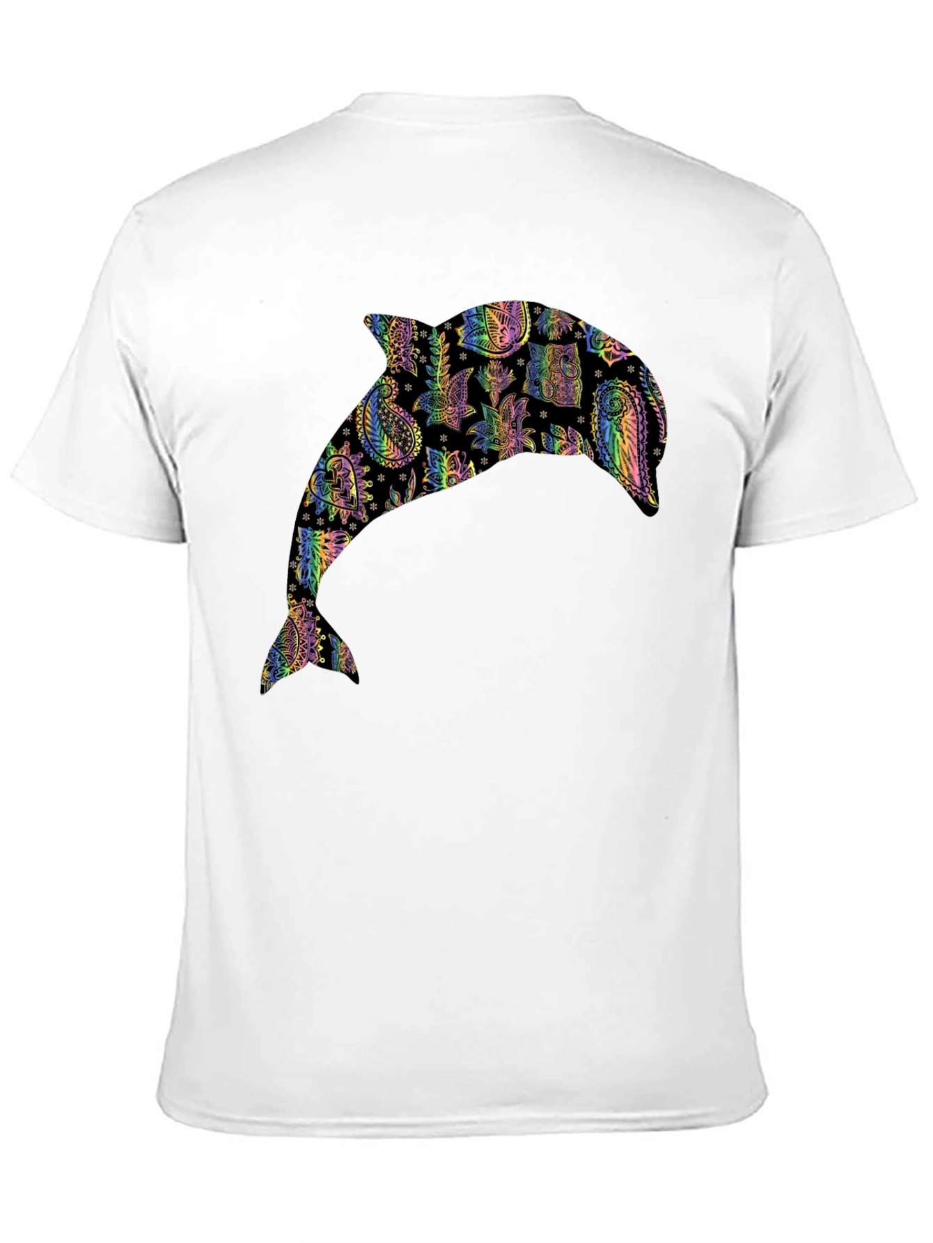 Black Dolphin Paisley Pattern Black T-Shirt view 11