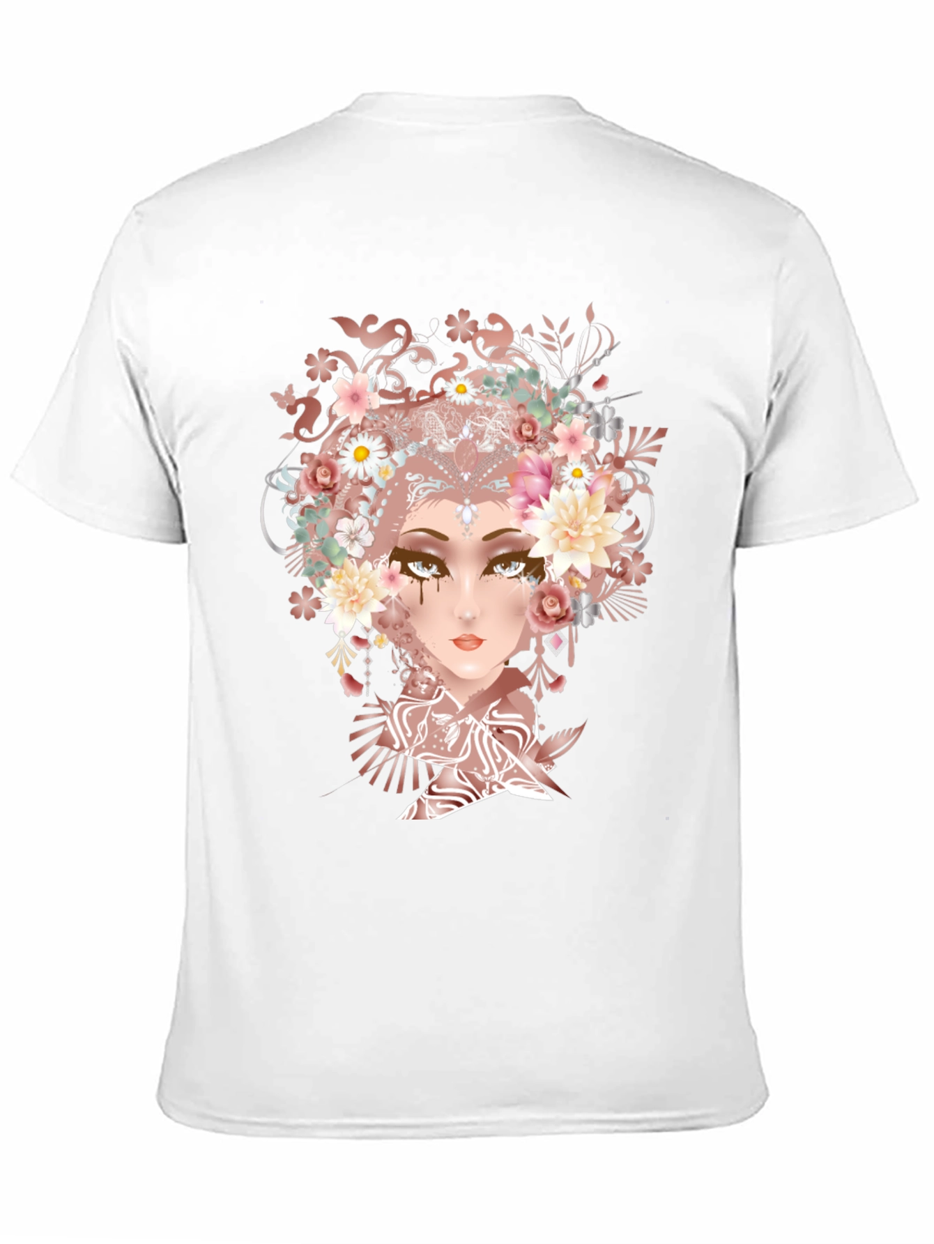 Black Floral Goddess Graphic Tee - Black Cotton T-Shirt view 11