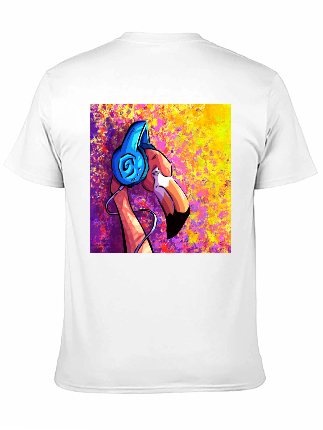 Black Cool Flamingo DJ Graphic T-Shirt view 11