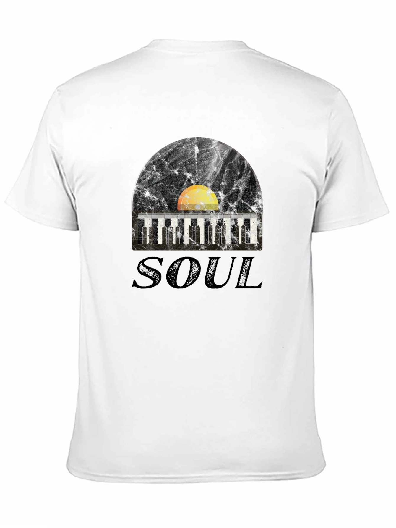 Black Soul Music Record & Piano Keys Graphic T-Shirt view 11