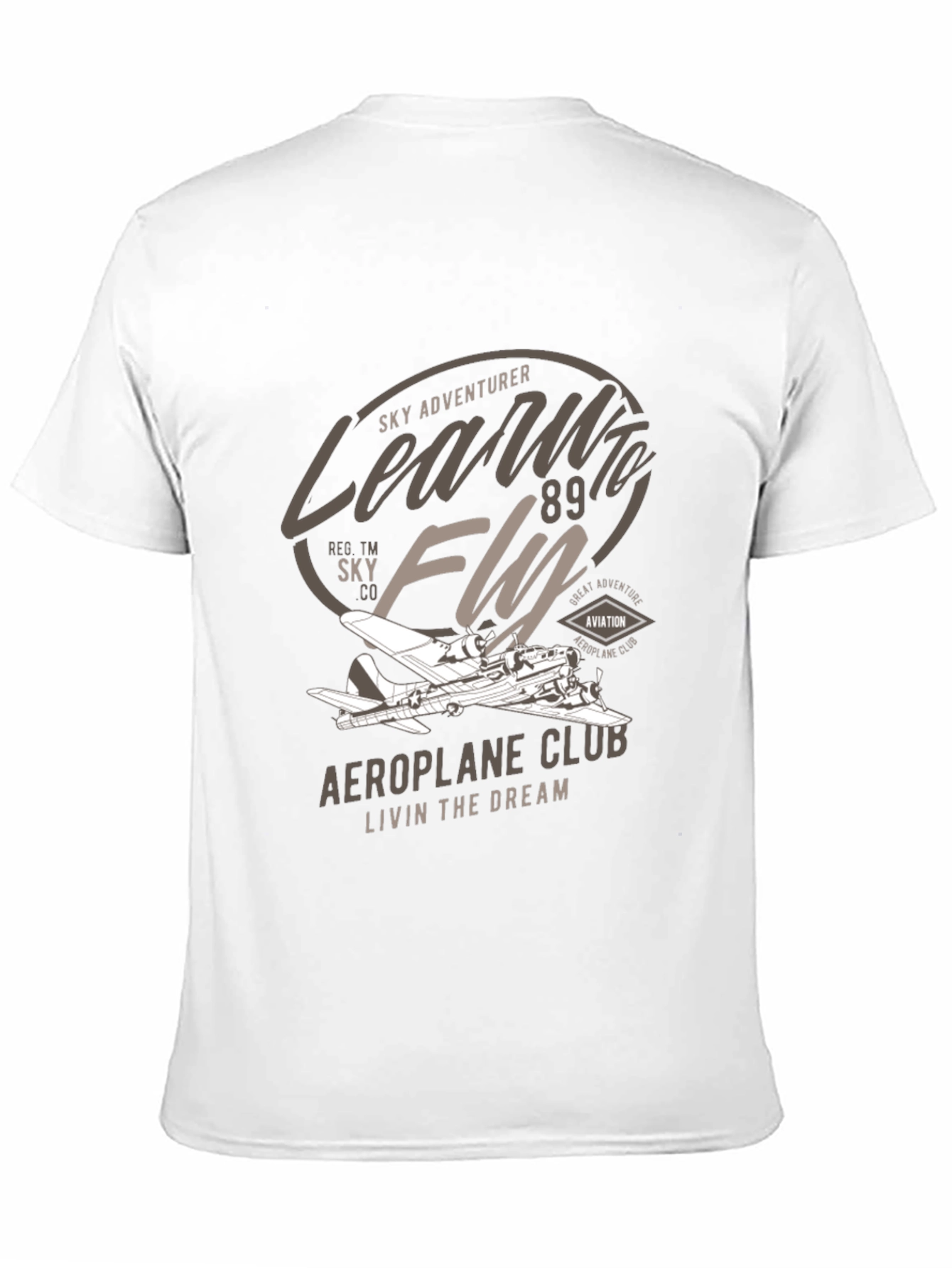 Black Vintage Aeroplane Club T-Shirt - Sky Adventurer view 11