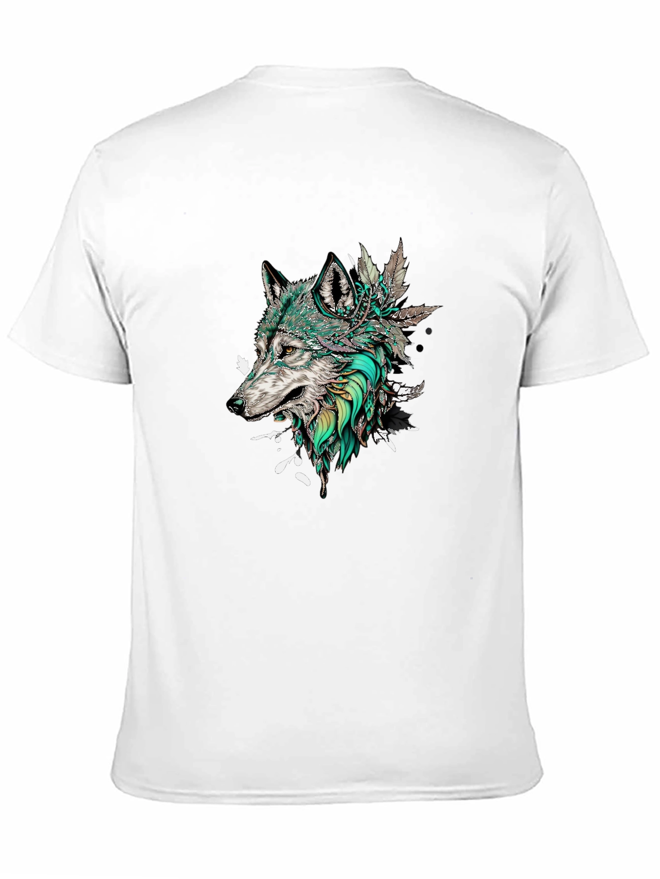 Black Wolf Graphic Print Men's Black T-Shirt view 11