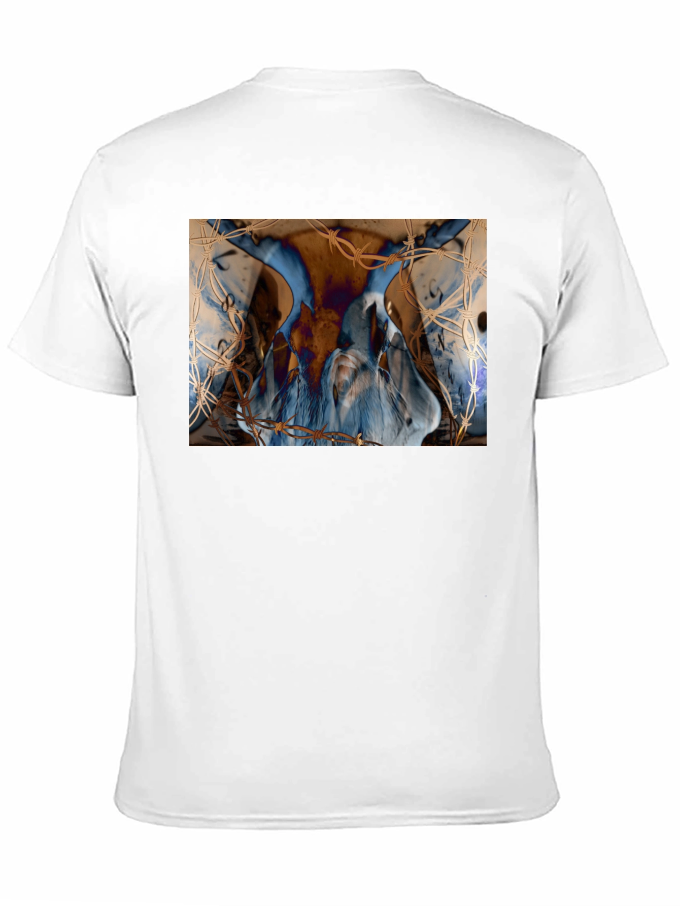 Black Artistic Blue & Brown Barbed Wire Graphic Tee view 11