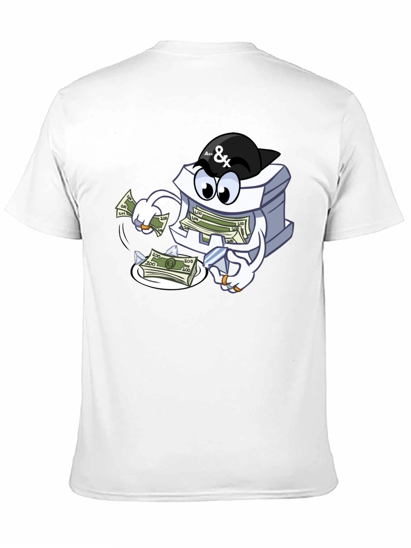 Black Money Stack Cartoon Graphic Black T-Shirt view 11