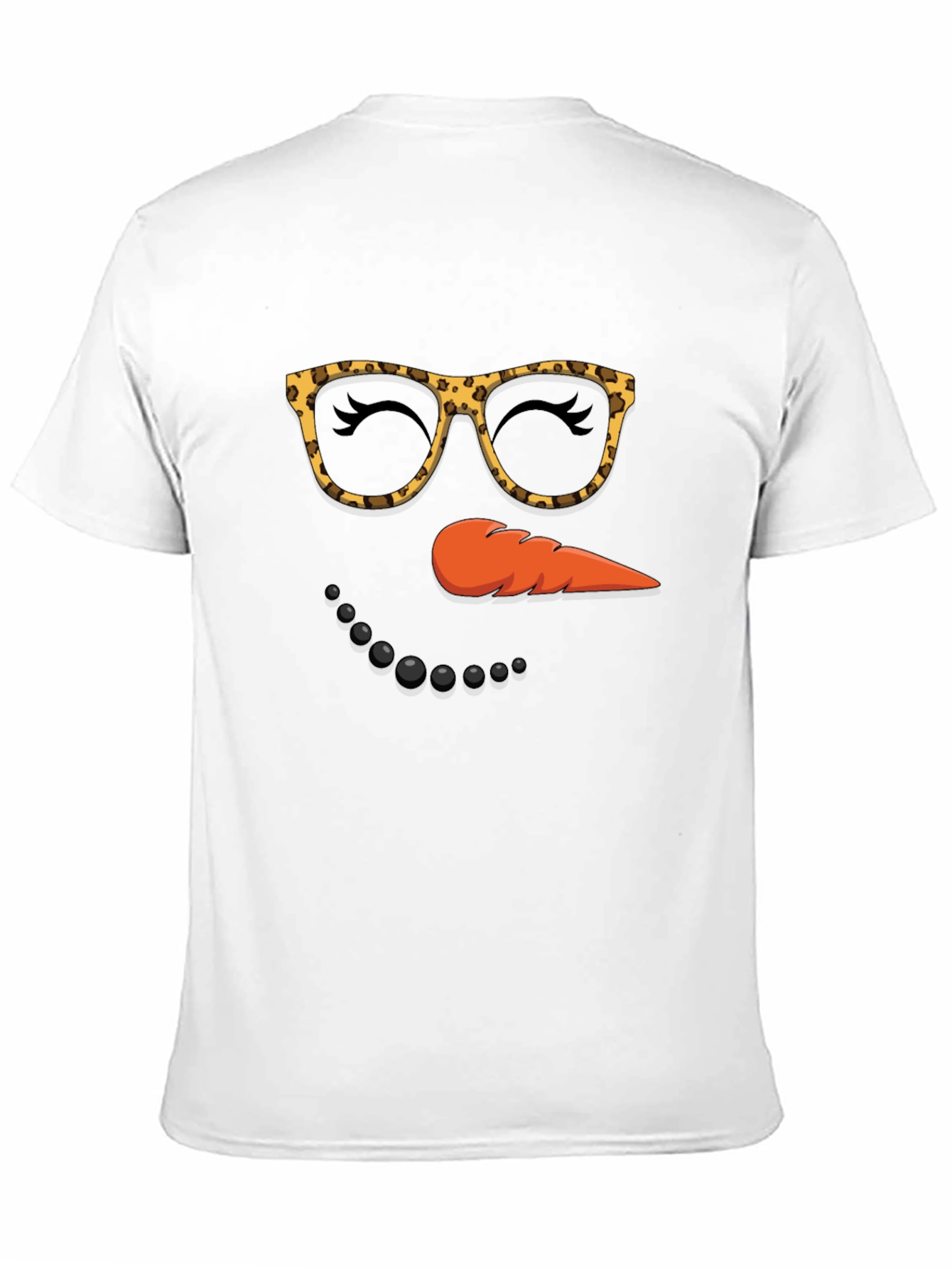 Black Snowman Face T-Shirt, Leopard Glasses view 11