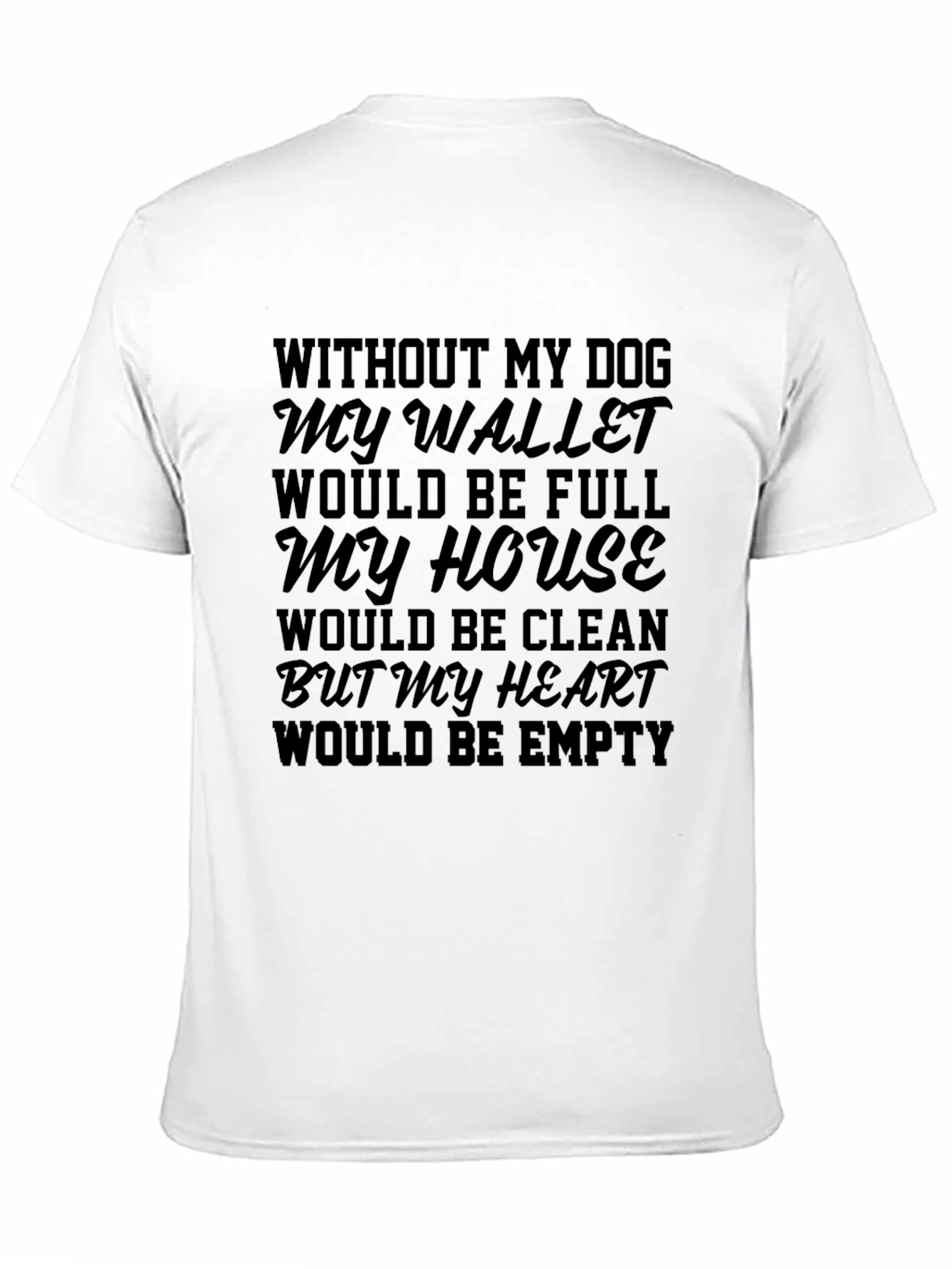 Black Dog Lover T-Shirt: Wallet Full, Heart Empty view 11