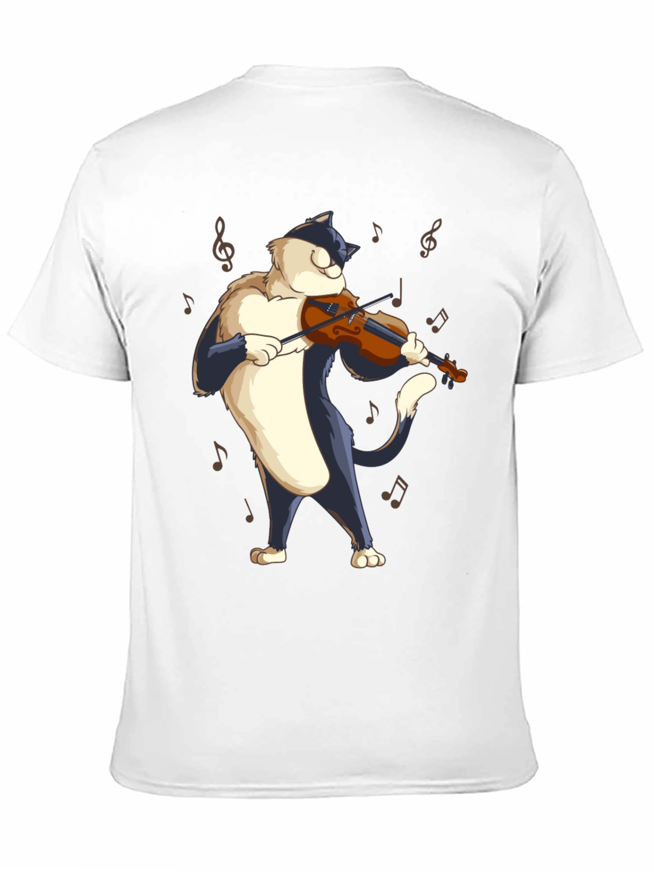 Black Cat Violinist Black T-Shirt - Musical Feline Tee view 11